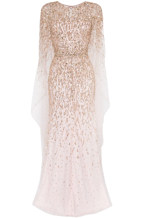 Delphine sequinned cape gown