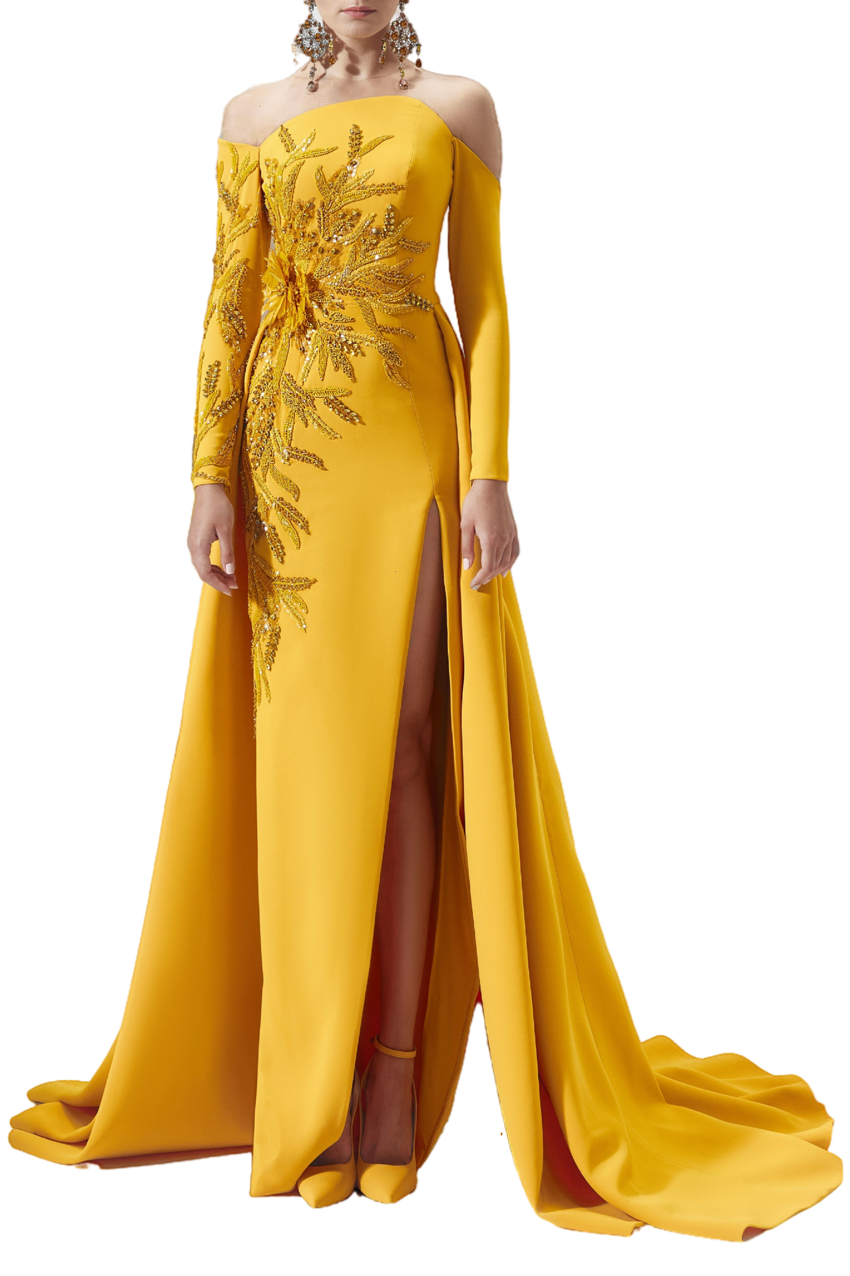 Illusion Long Sleeve Gown