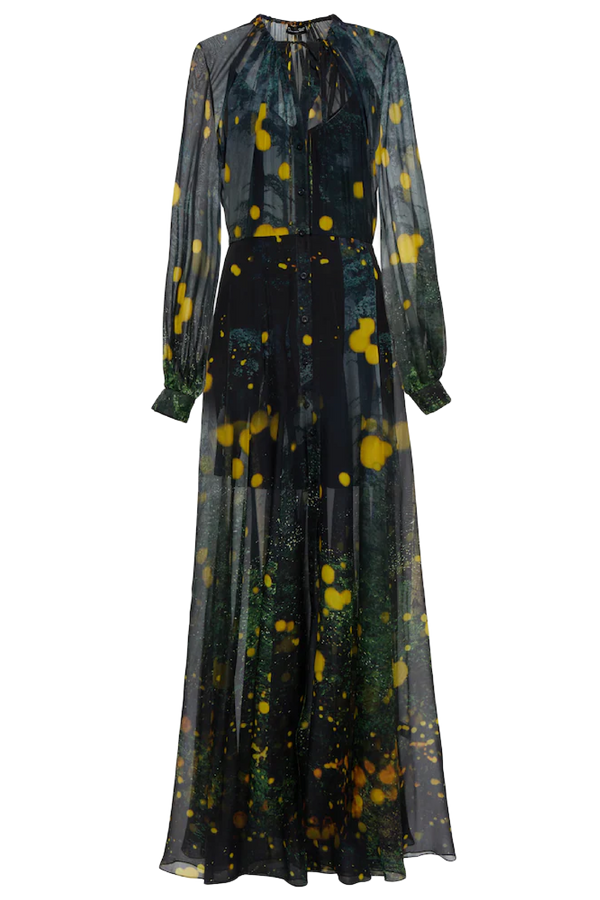 Firefly Satin Chiffon Maxi Dress