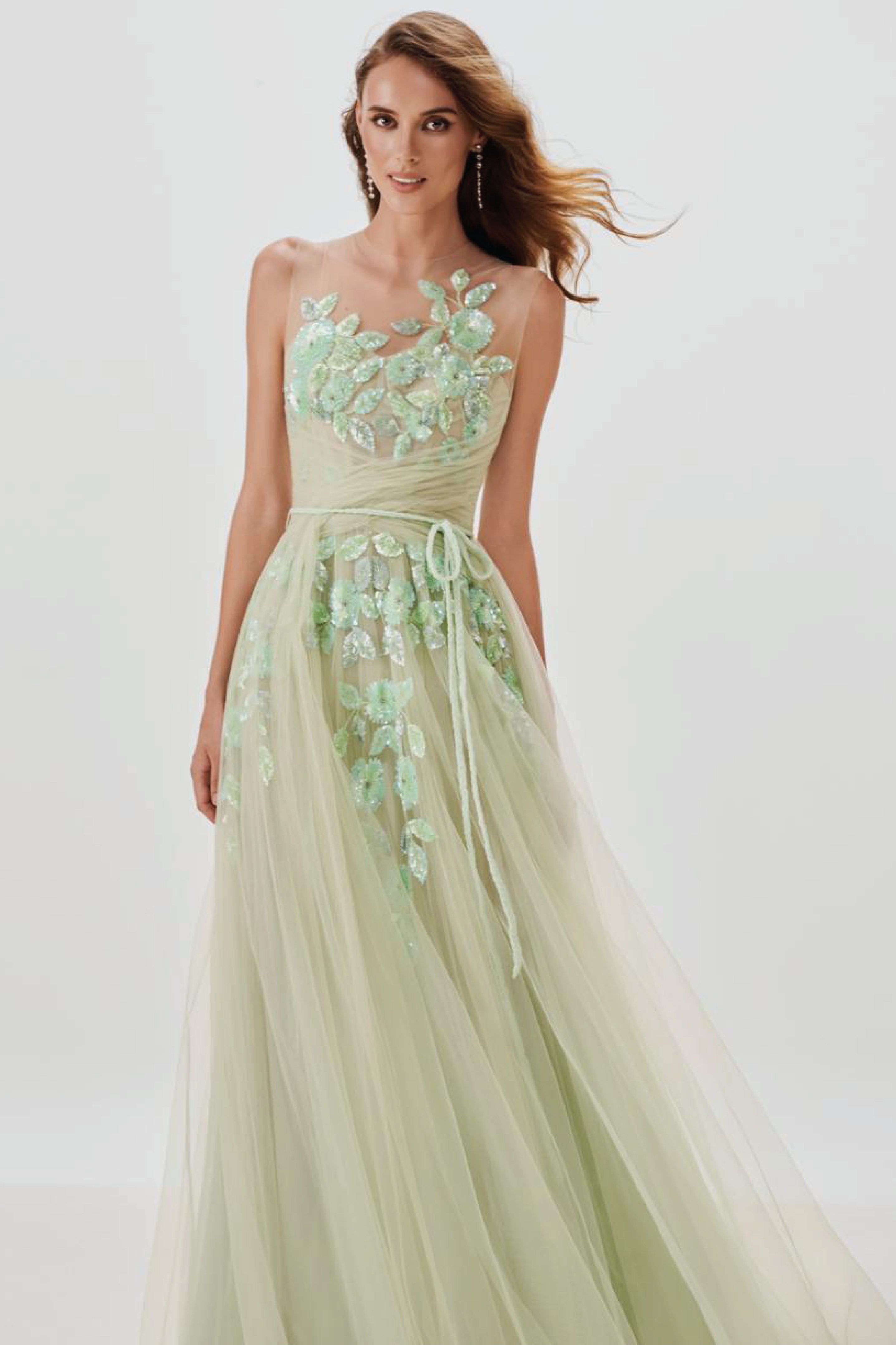 One Shoulder Tulle Gown