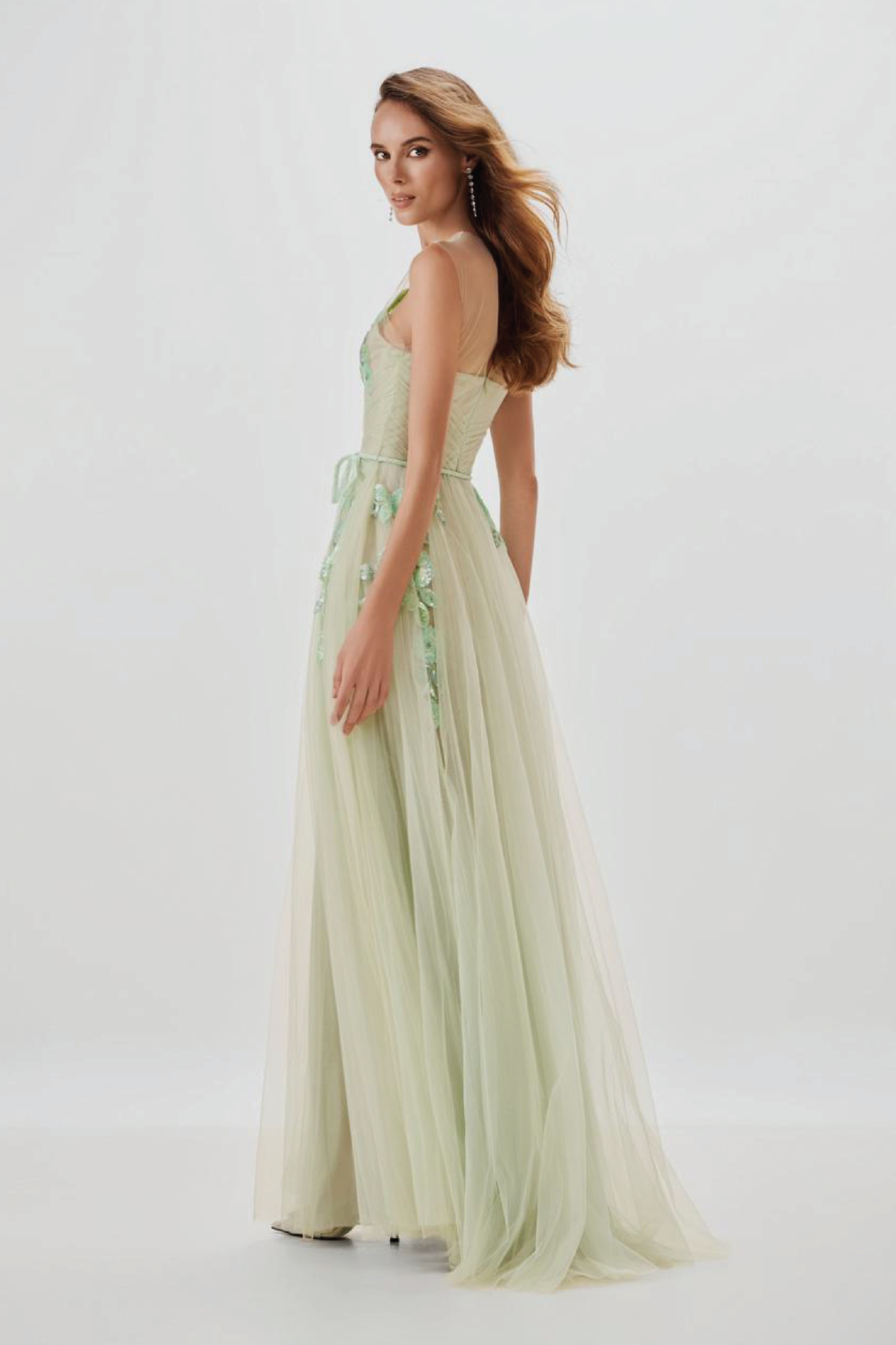 One Shoulder Tulle Gown