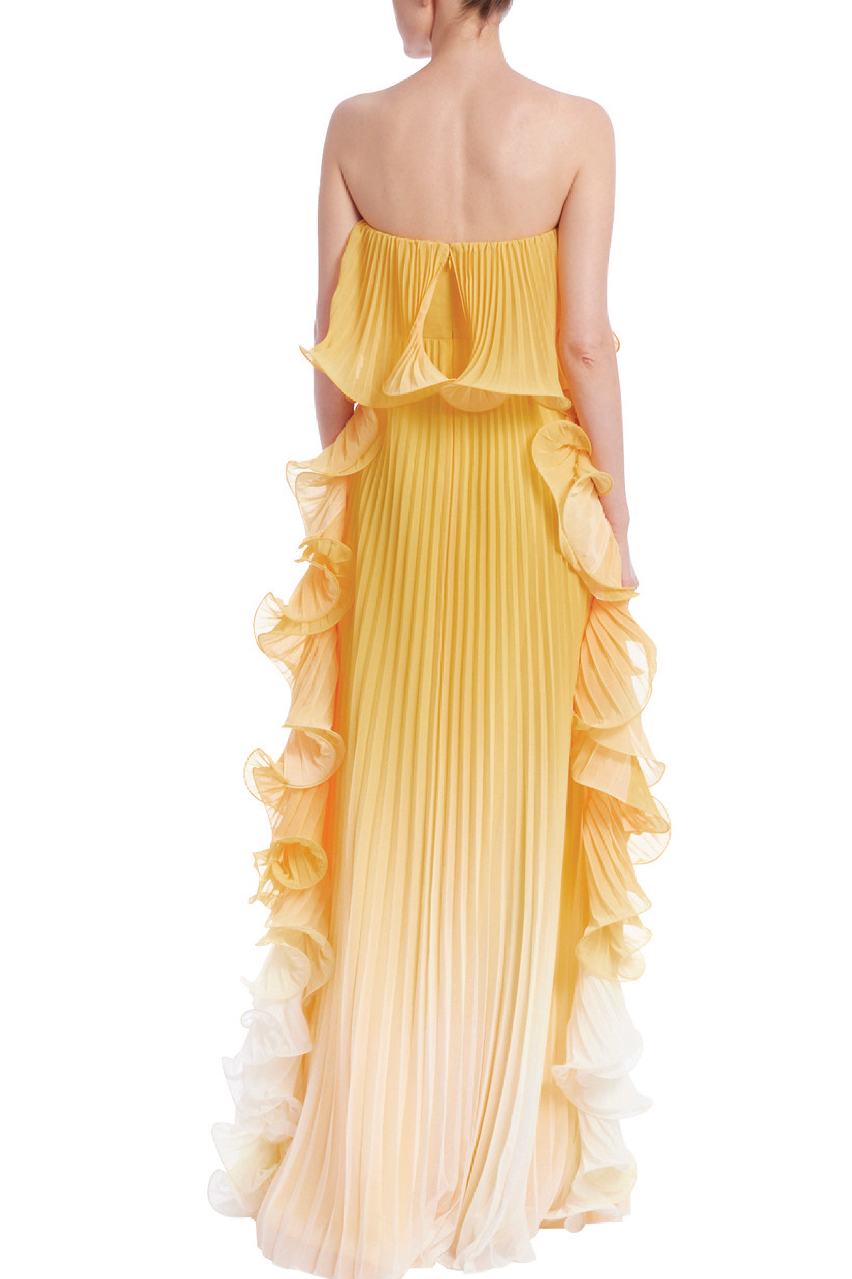 Strapless Ombre Octopus Georgette Gown