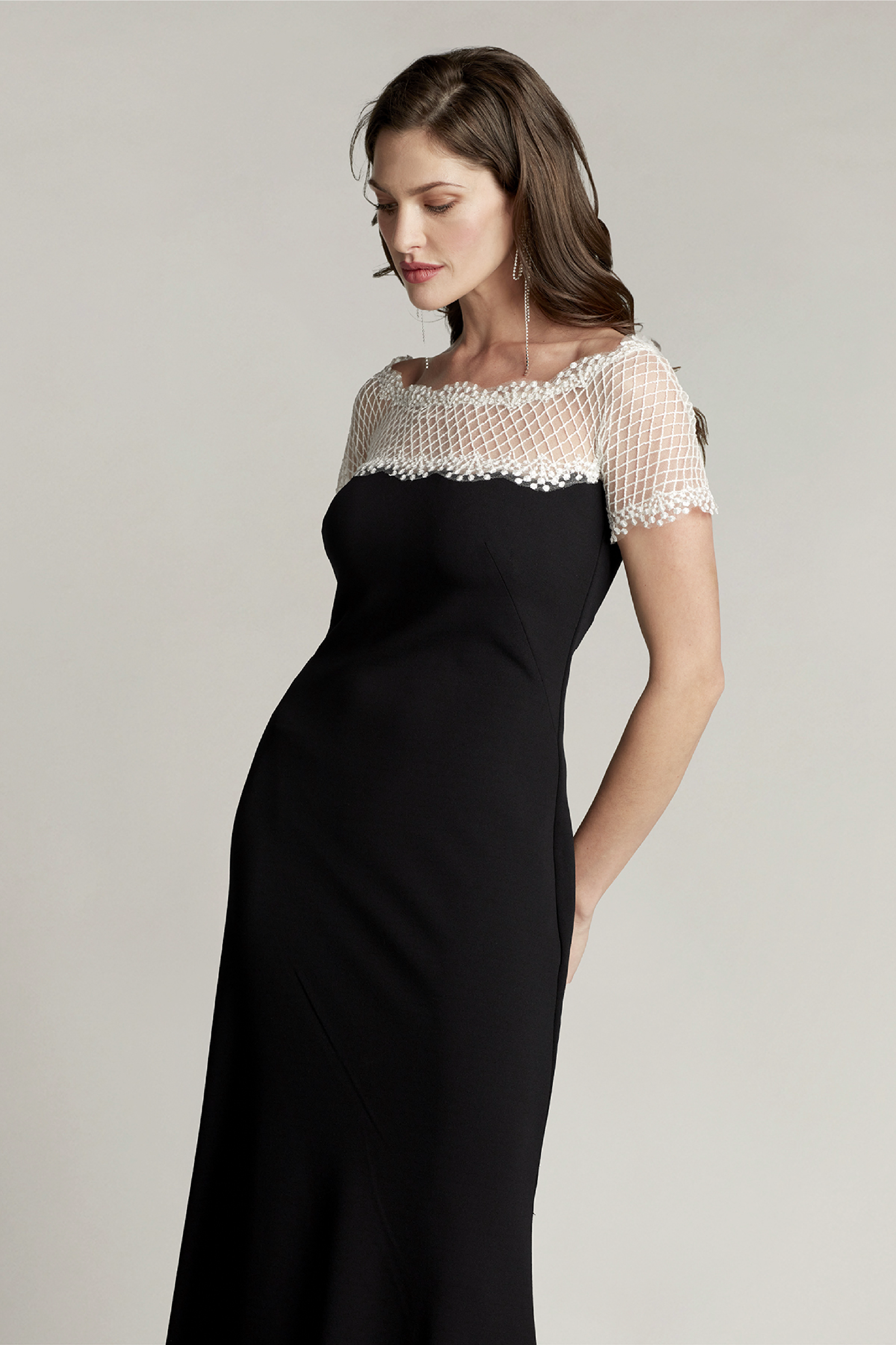 Contrast Illusion Crepe Gown