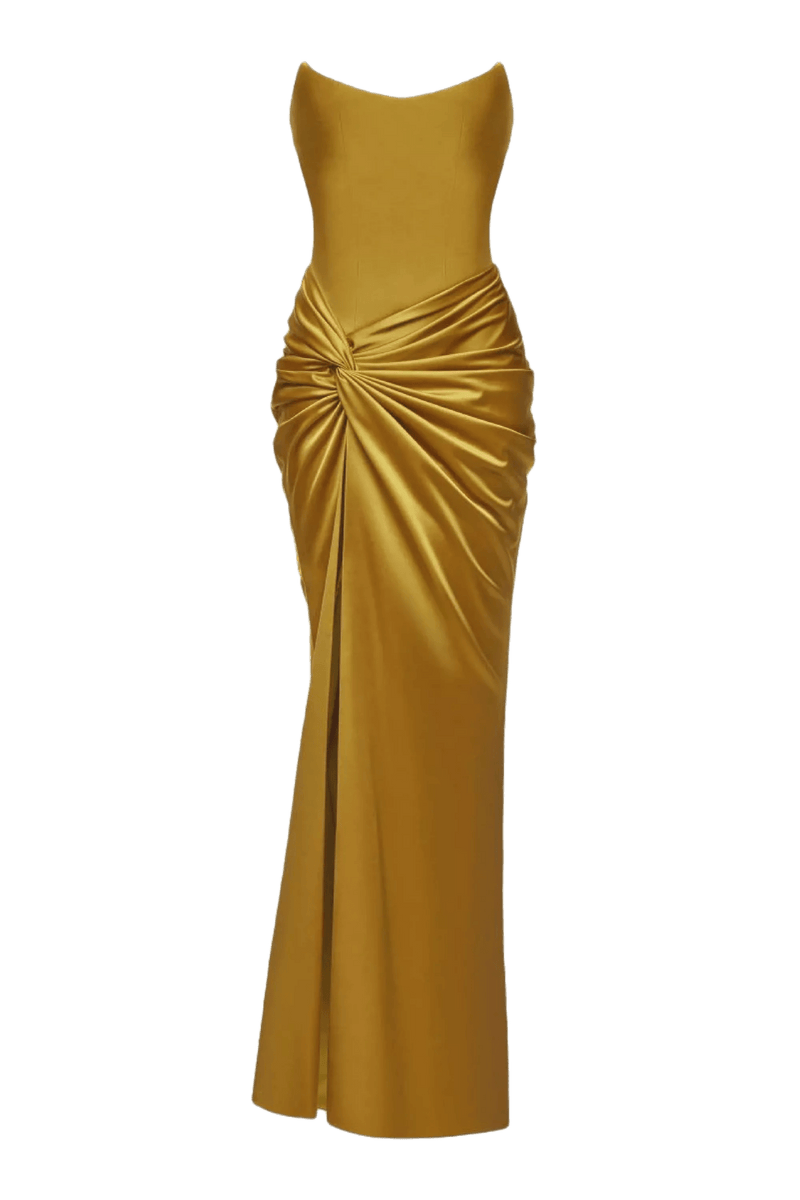 knee length dresses for ladies A LINE SATIN BUSTIER MAXI DRESS – SHOP DDMINE main image 0