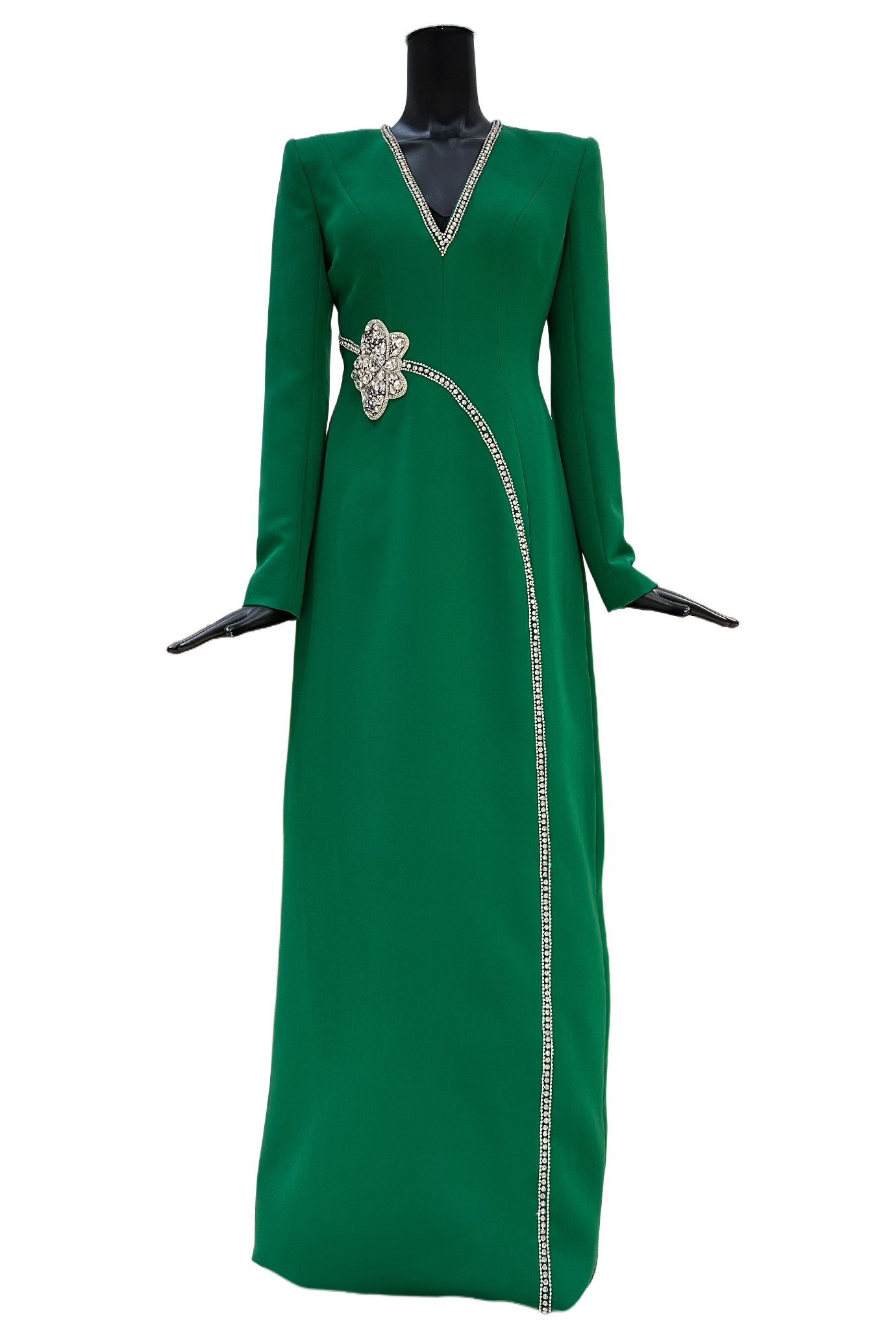 Stone Orchid Embellished V-Neck Dress