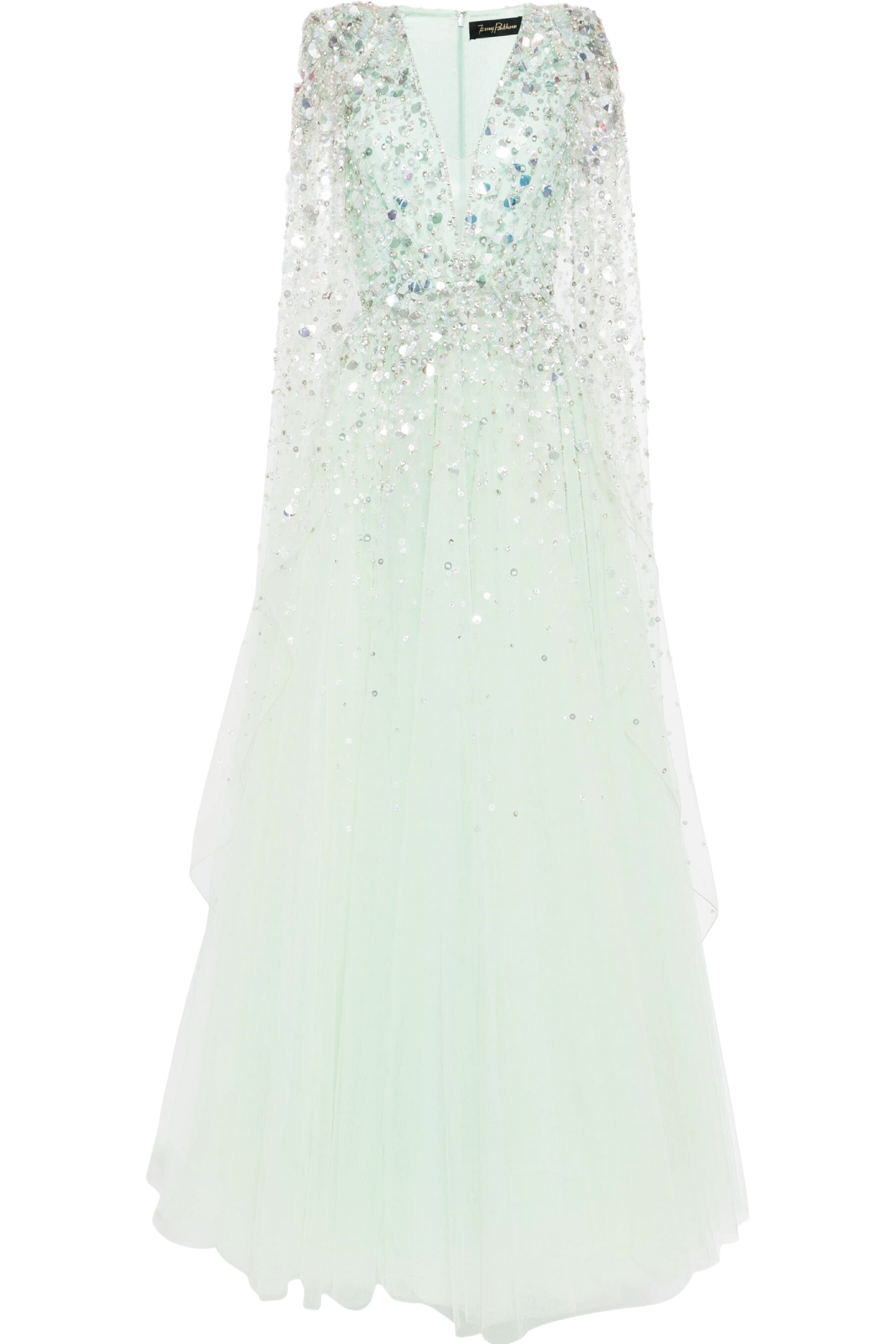 Alondra Sequin Embellished Cape Gown