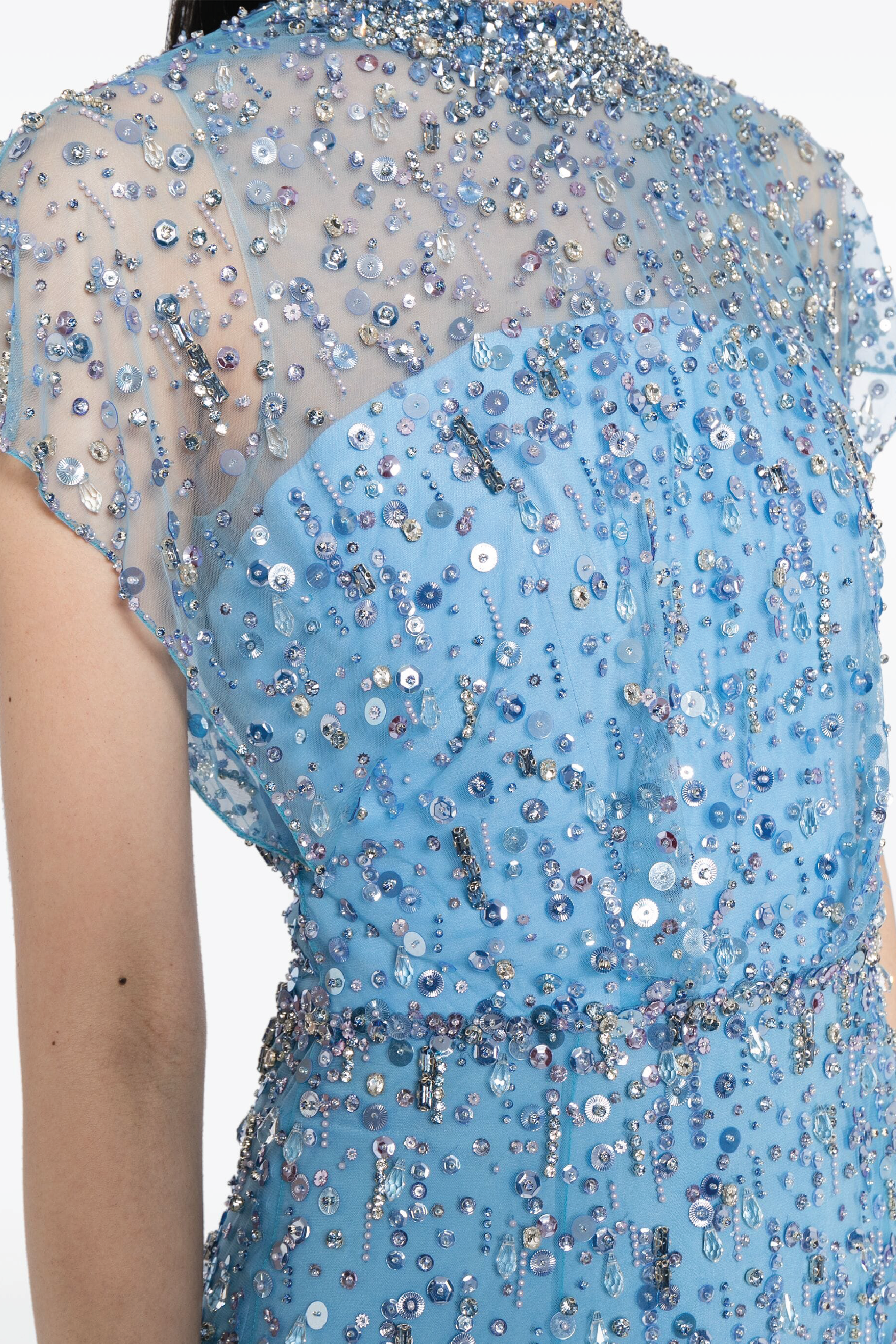 Crystal Drop Sequin-Embellished Gown