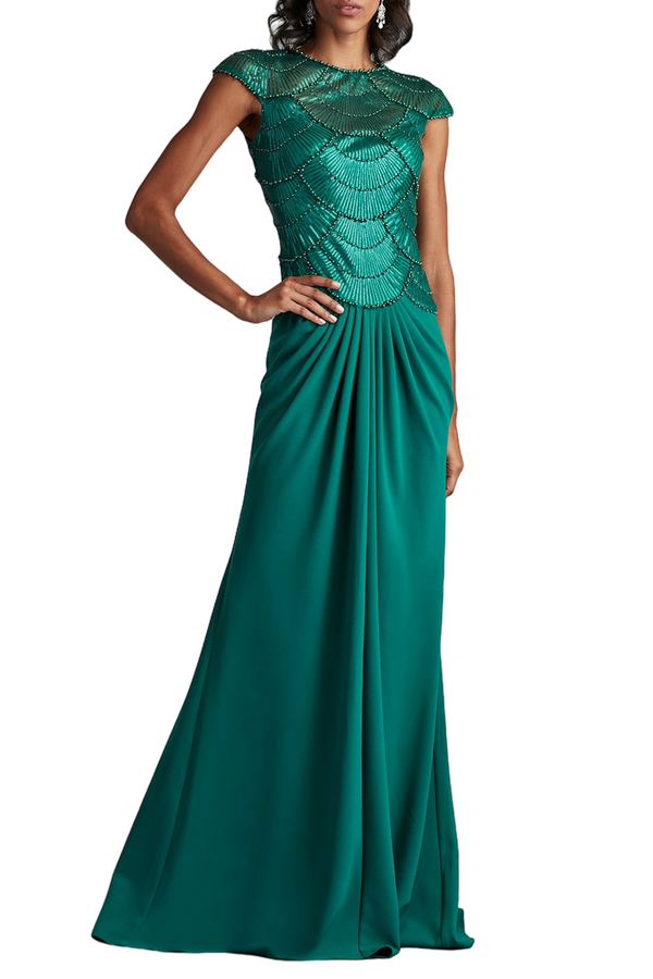 Coralia Beaded Crepe Gown