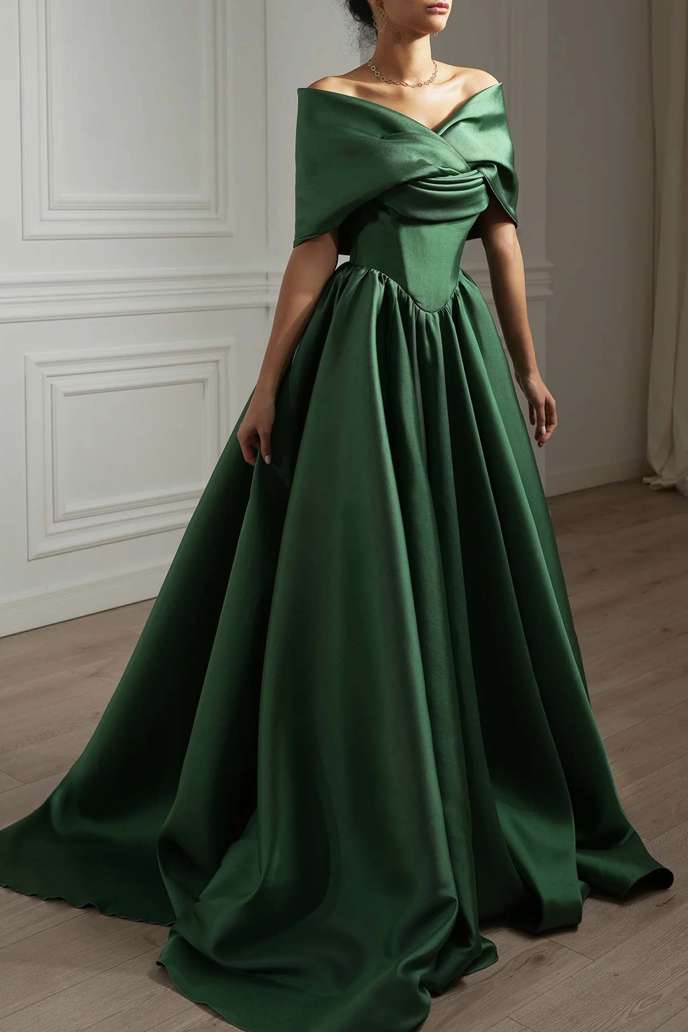 Alaya Forest Green Mikado Dress