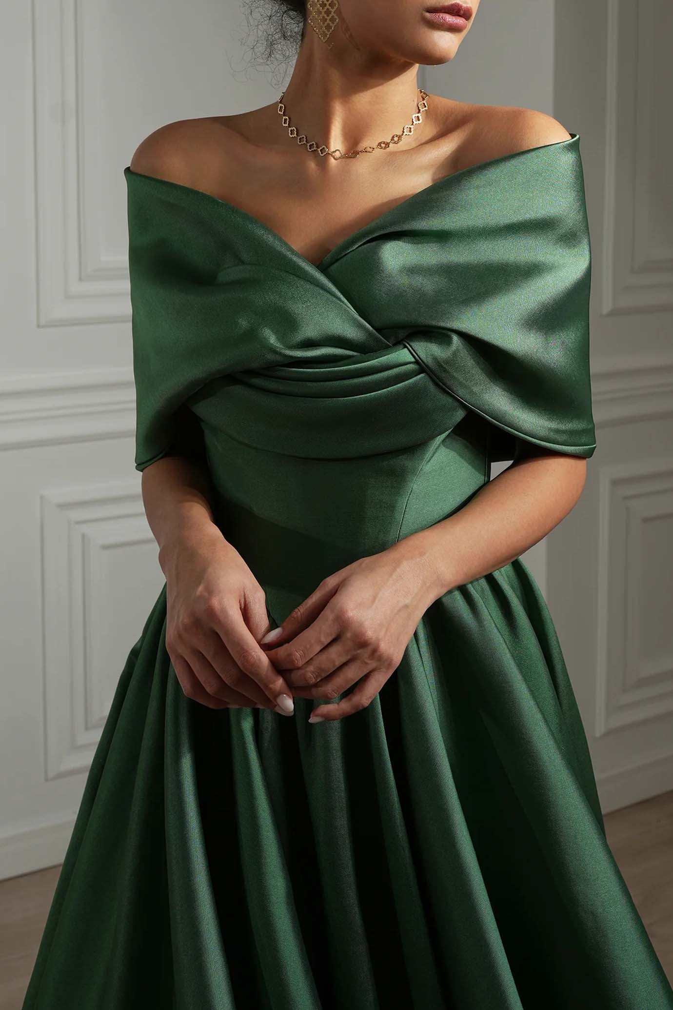 Alaya Forest Green Mikado Dress