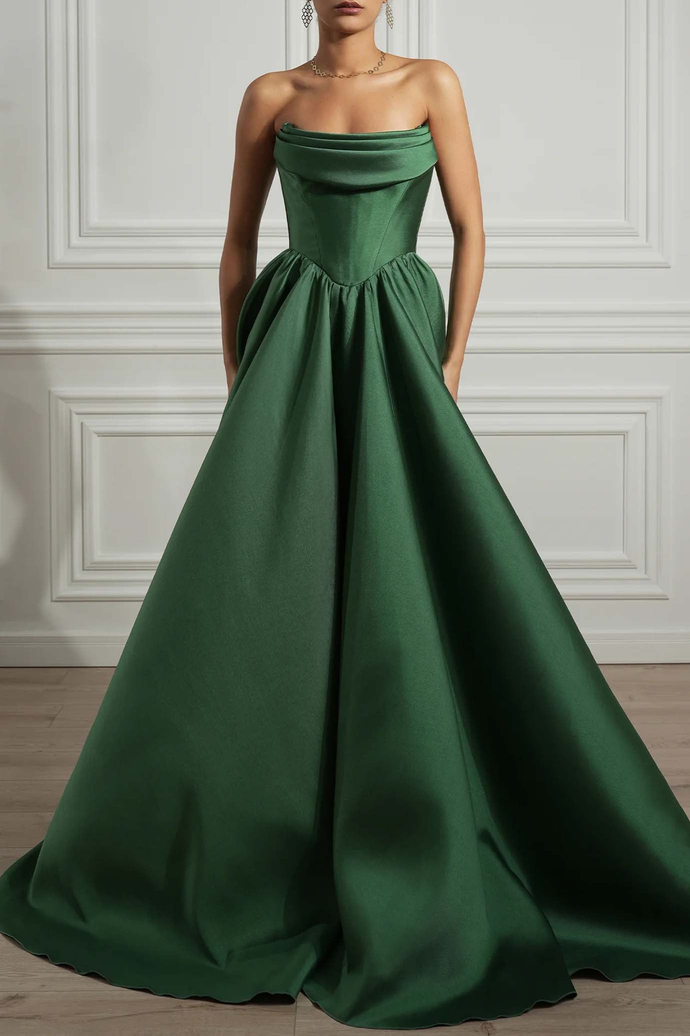 Alaya Forest Green Mikado Dress