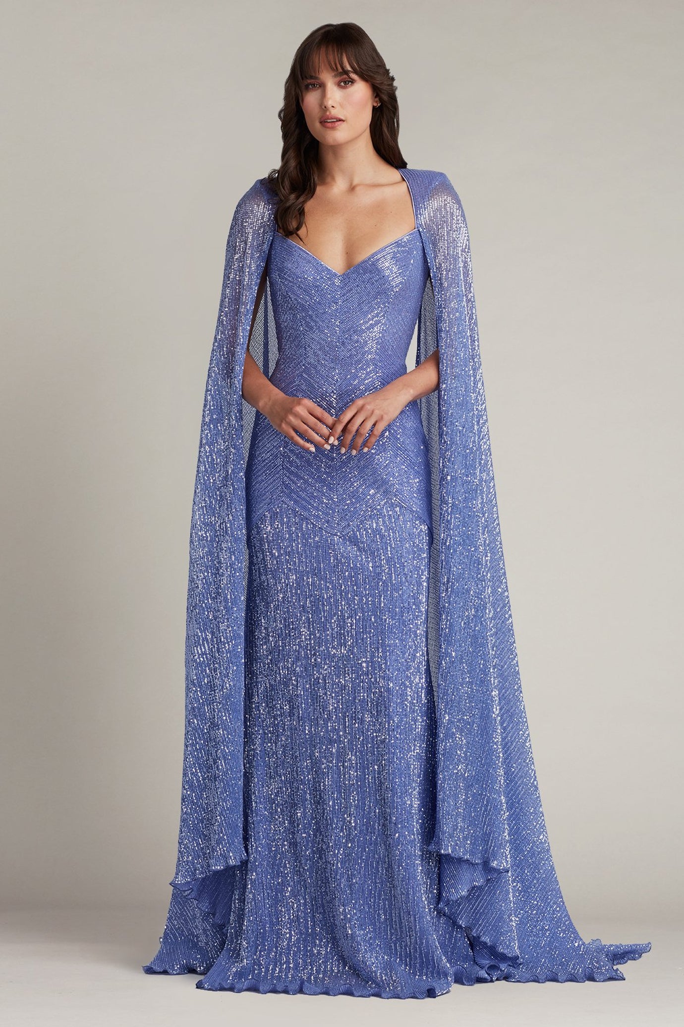 Isilay Sequin Cape Sleeve Gown