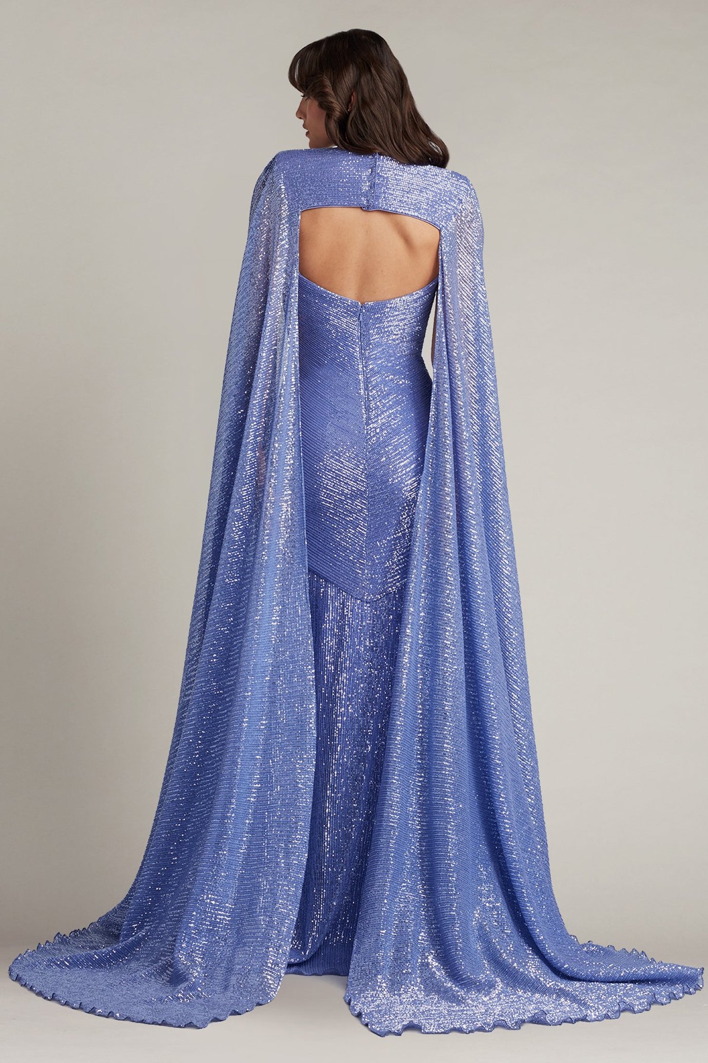 Isilay Sequin Cape Sleeve Gown