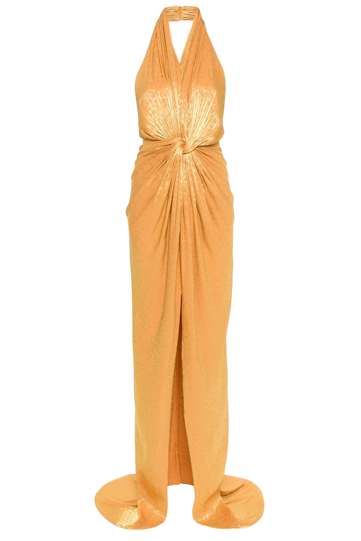 Leopard Lurex Georgette Halterneck Gown