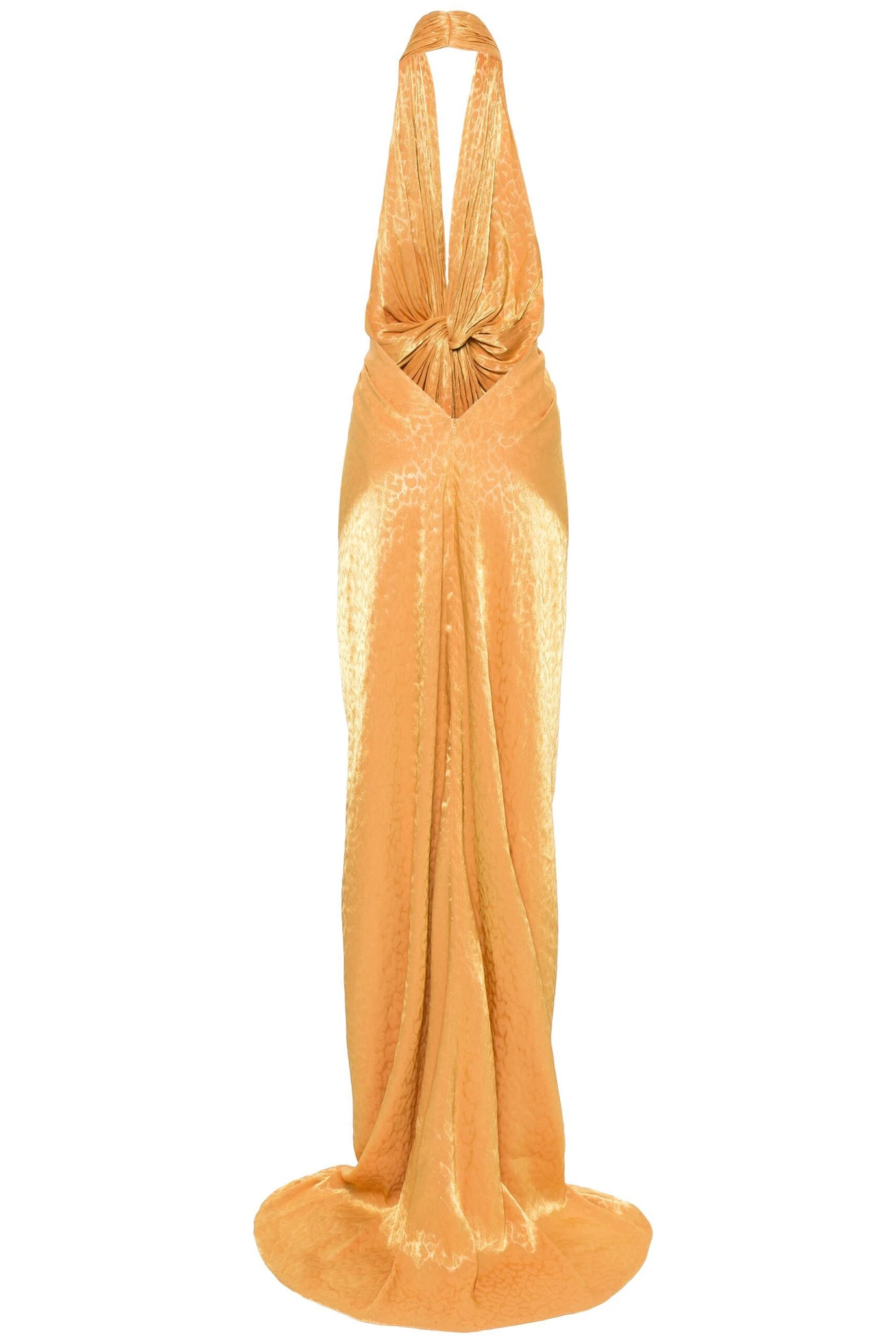 Leopard Lurex Georgette Halterneck Gown