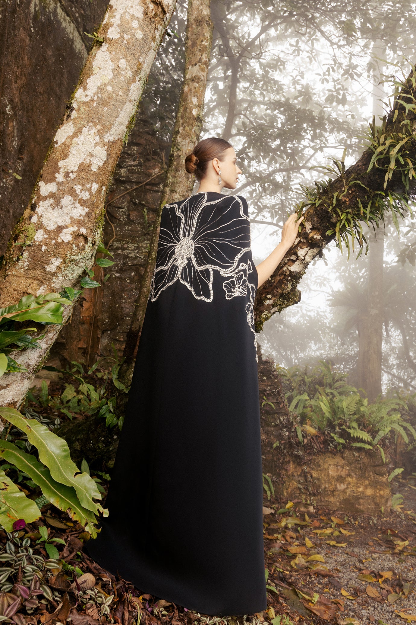 Long Cape With Straight Strapless Dress