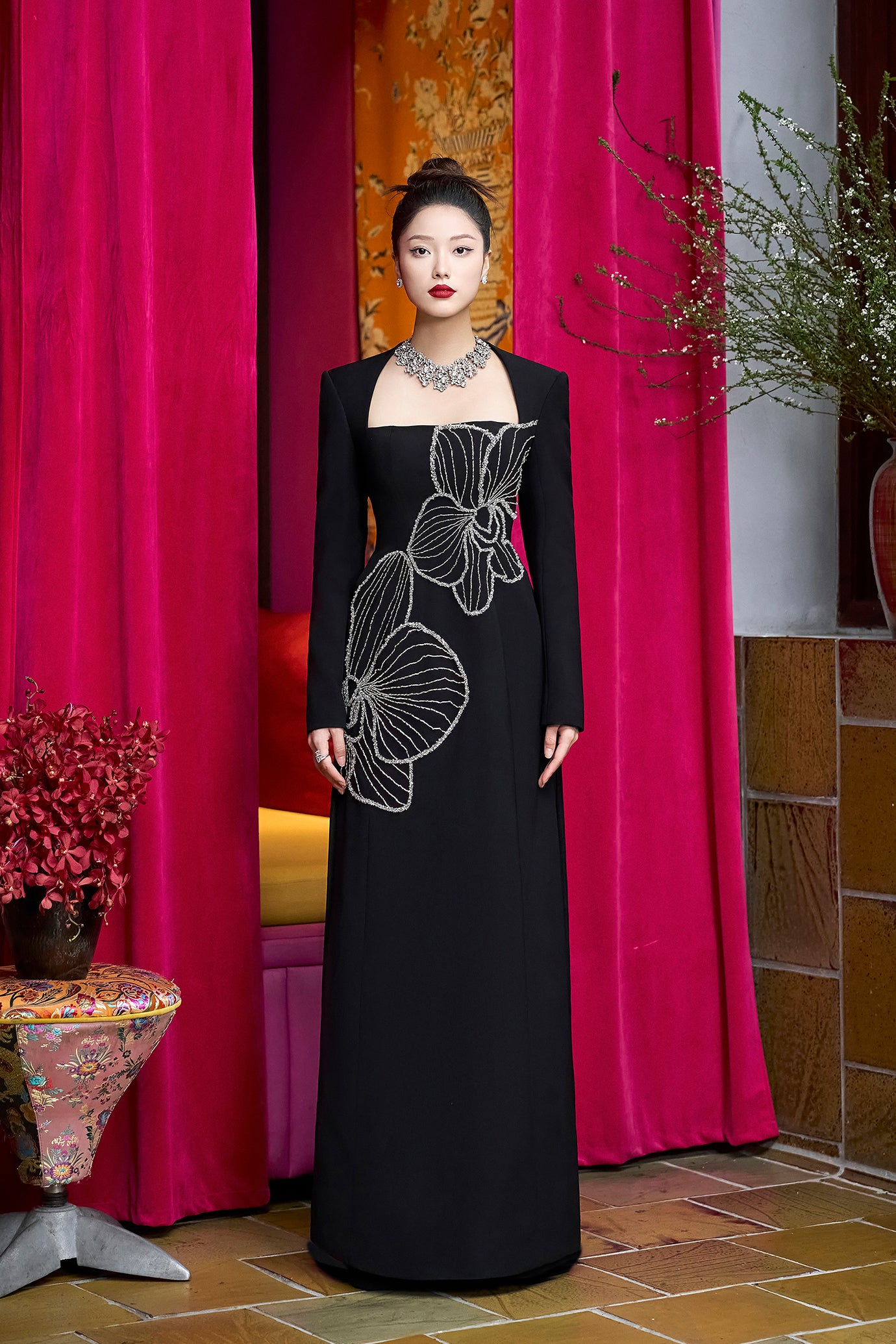 Noir Orchid Elegance Gown