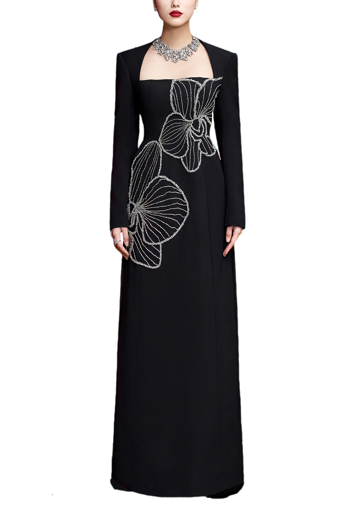 Noir Orchid Elegance Gown