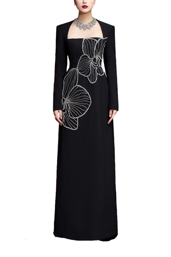 Noir Orchid Elegance Gown