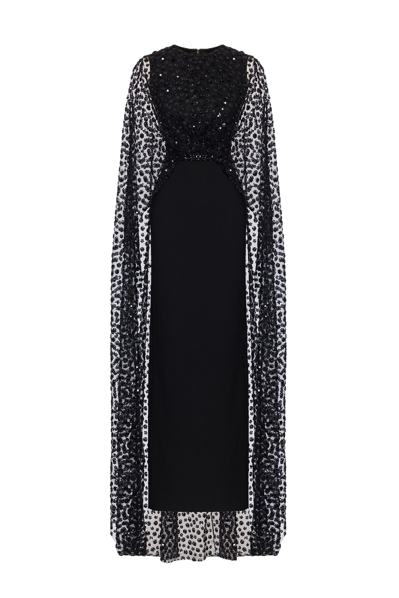 Embellished Cape Gown