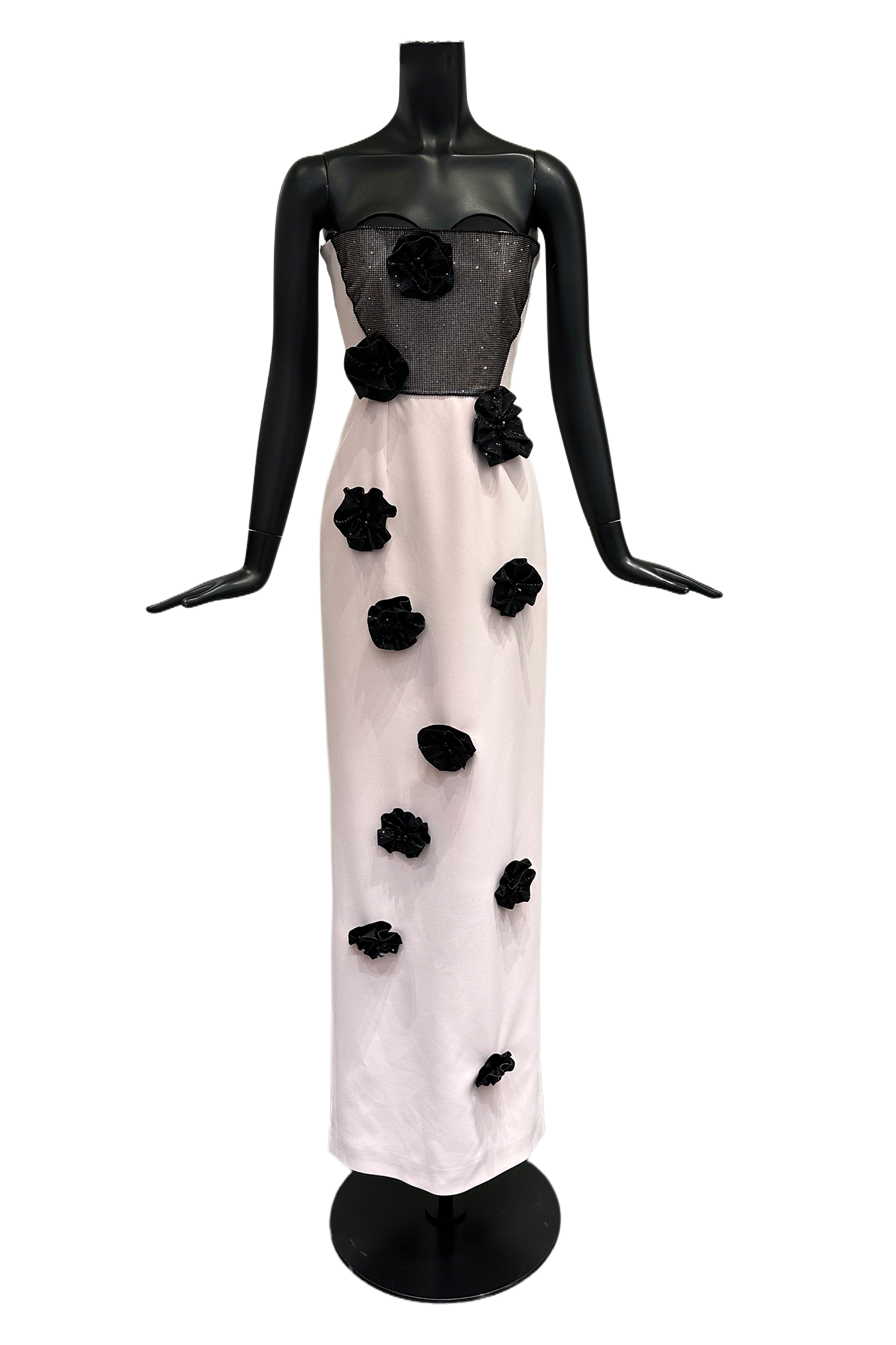 Strapless Column Gown with Floral Embellishments