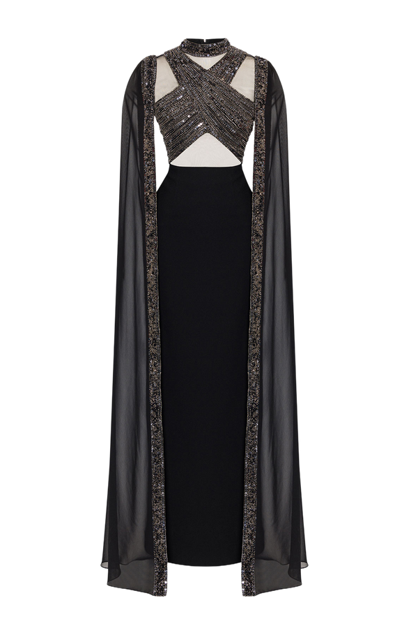 Sequined Cross Body Gown