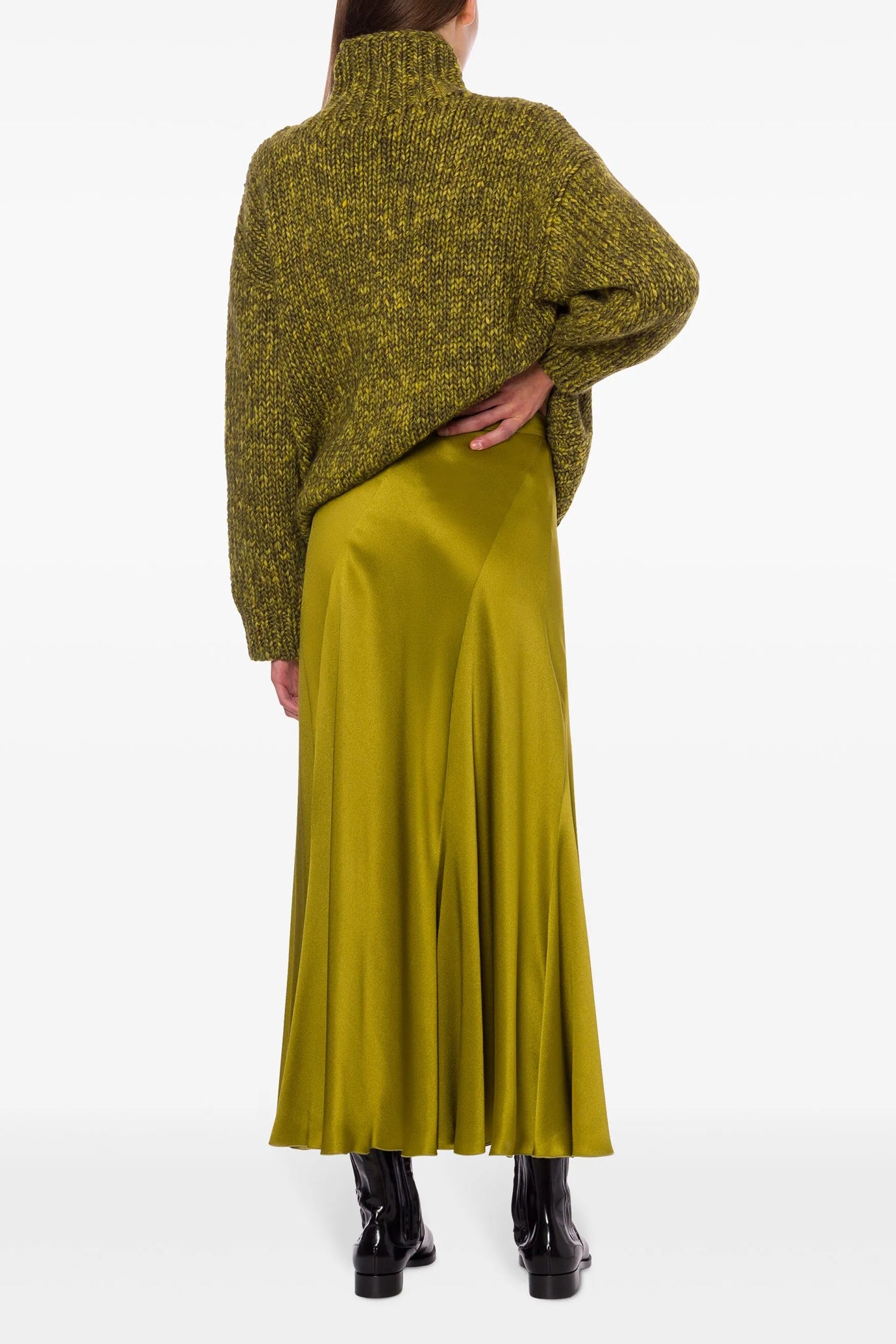 Fluted Satin Skirt