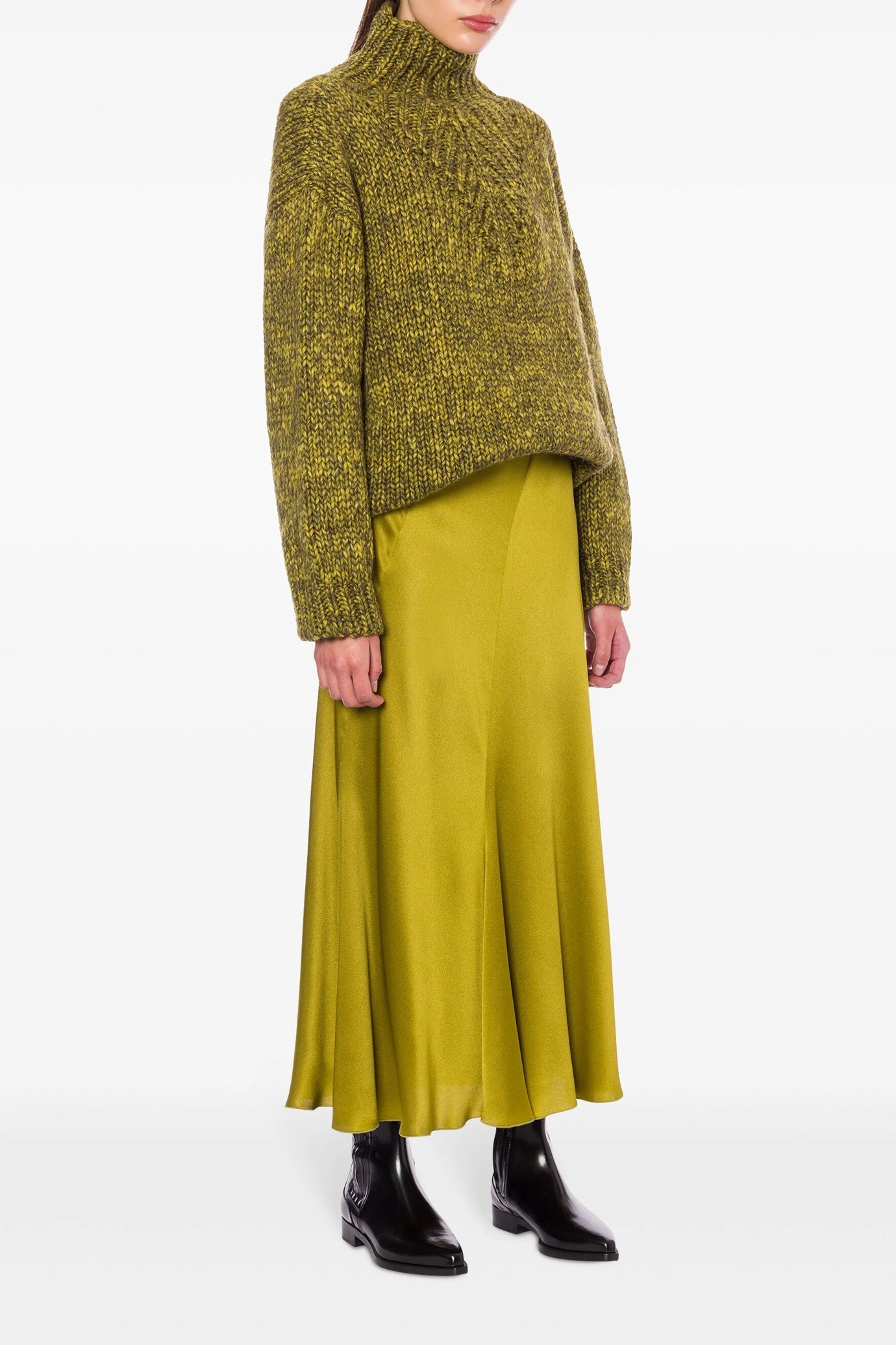 Fluted Satin Skirt