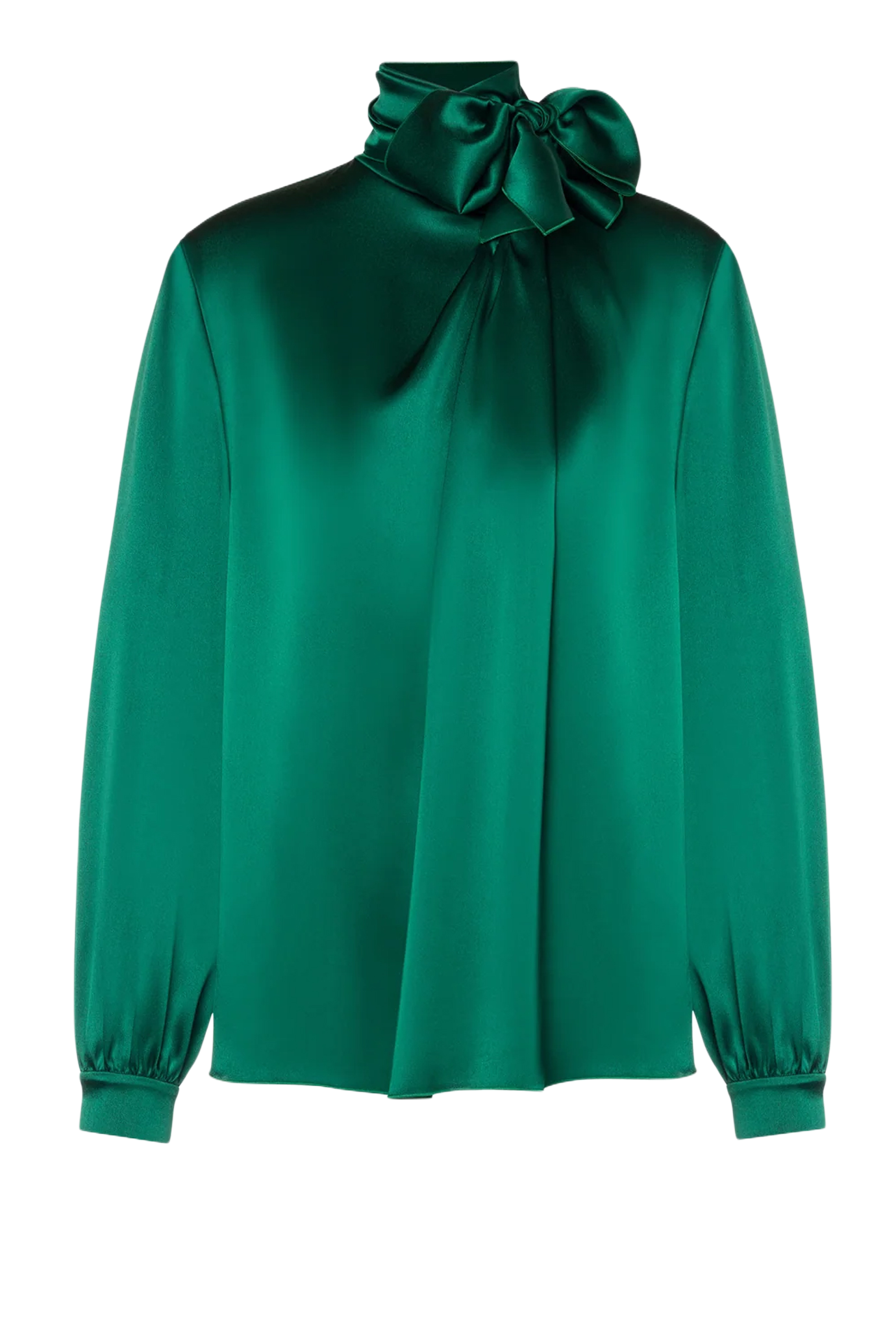 Satin Polo Shirt With Lavalliere Collar