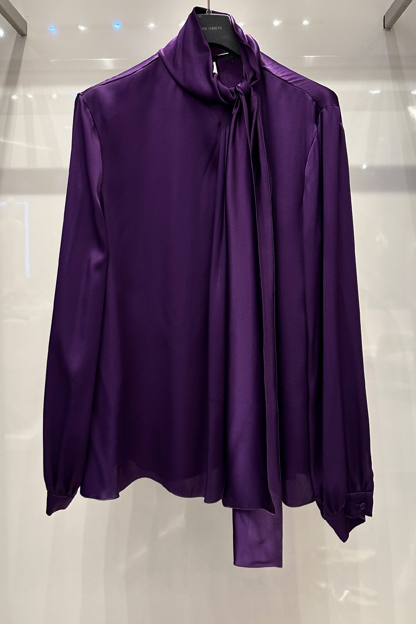 Satin Polo Shirt With Lavalliere Collar