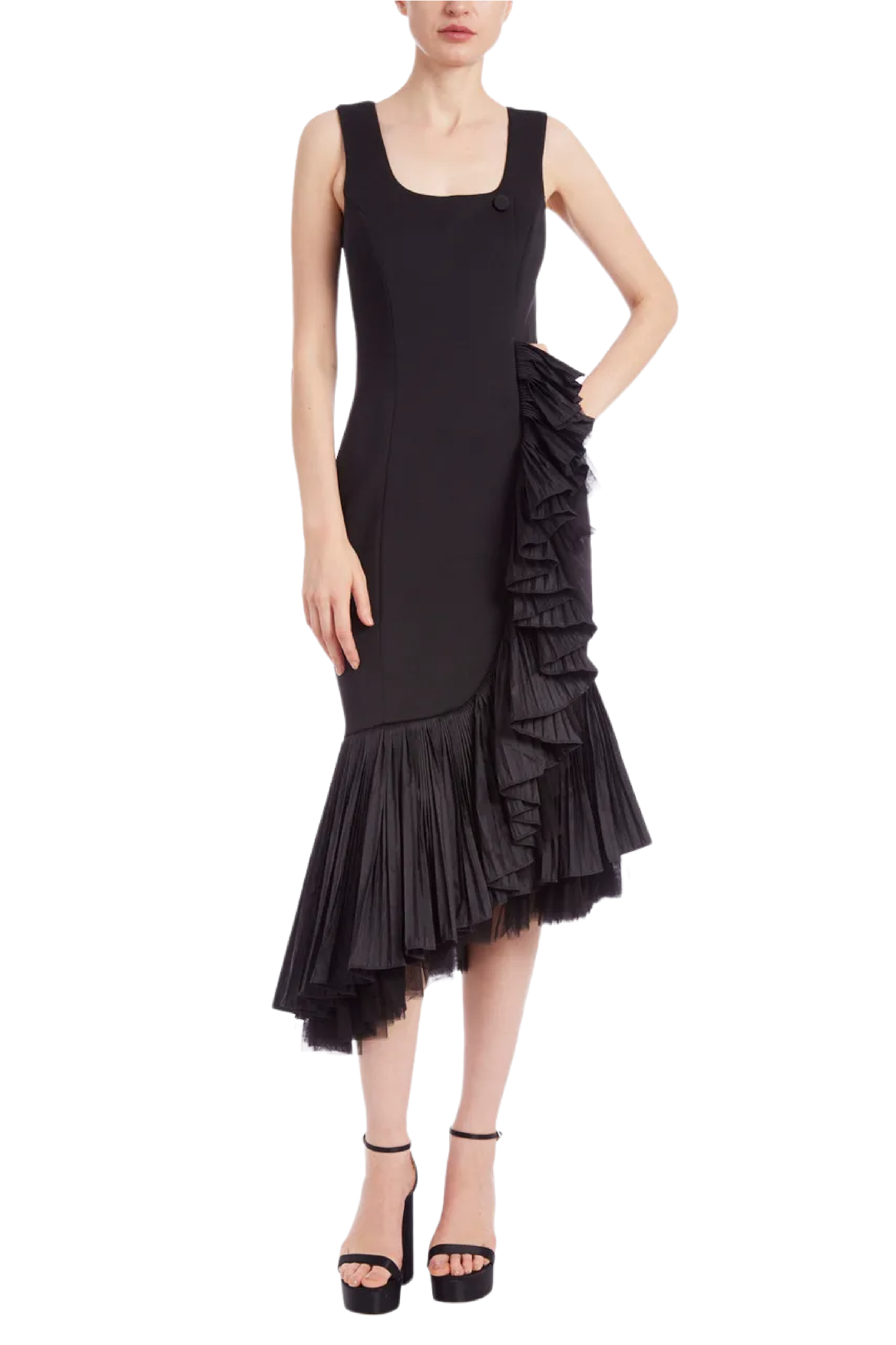 Flounced Tulle Hem Cocktail Dress