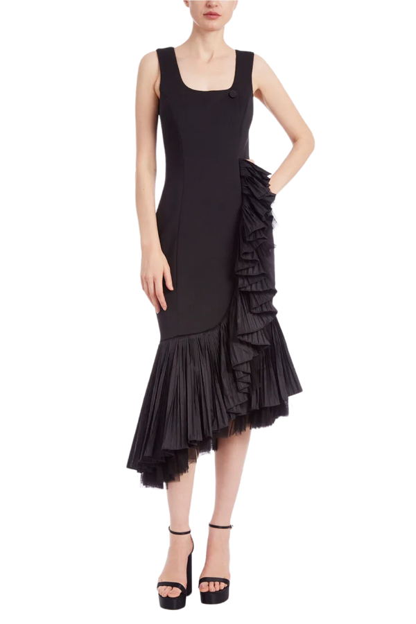 Flounced Tulle Hem Cocktail Dress