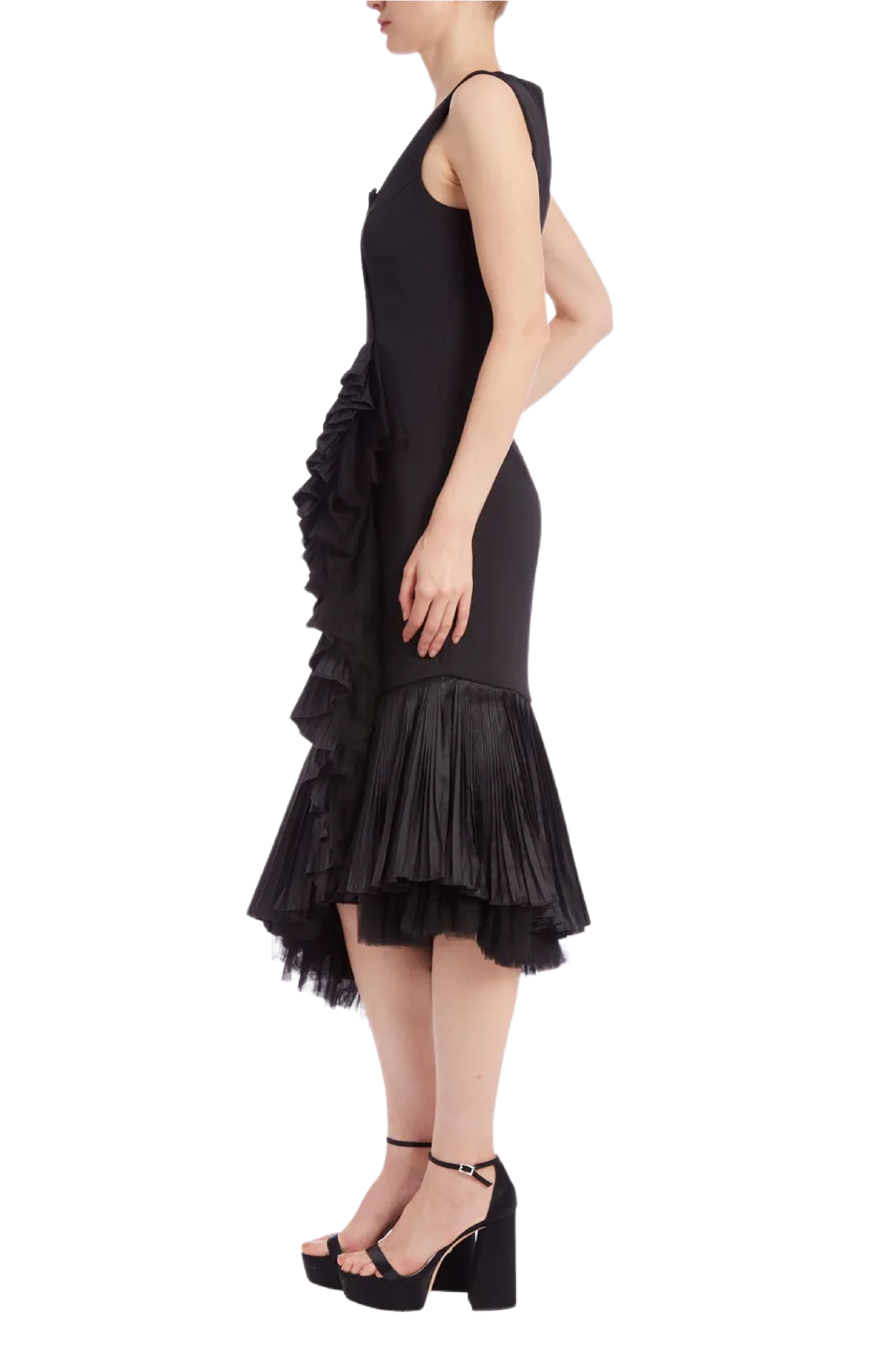 Flounced Tulle Hem Cocktail Dress