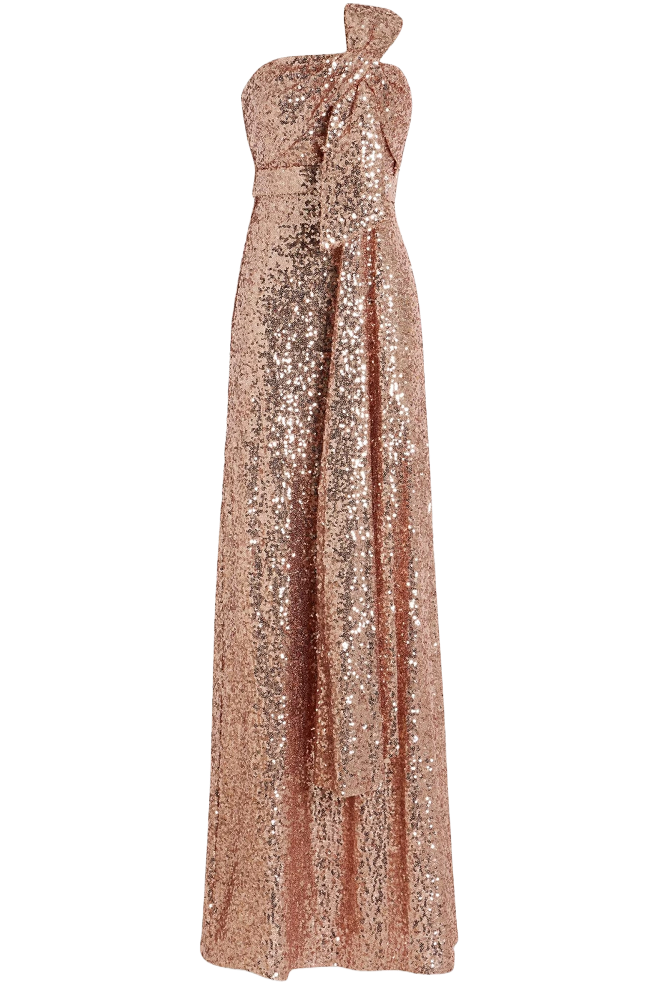Strapless Sequined Gown with Bow