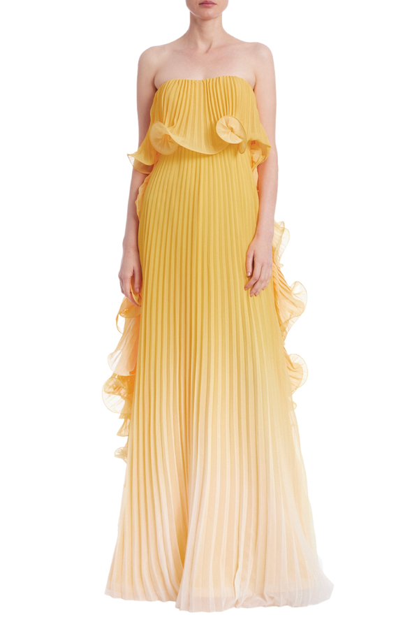 Strapless Ombre Octopus Georgette Gown