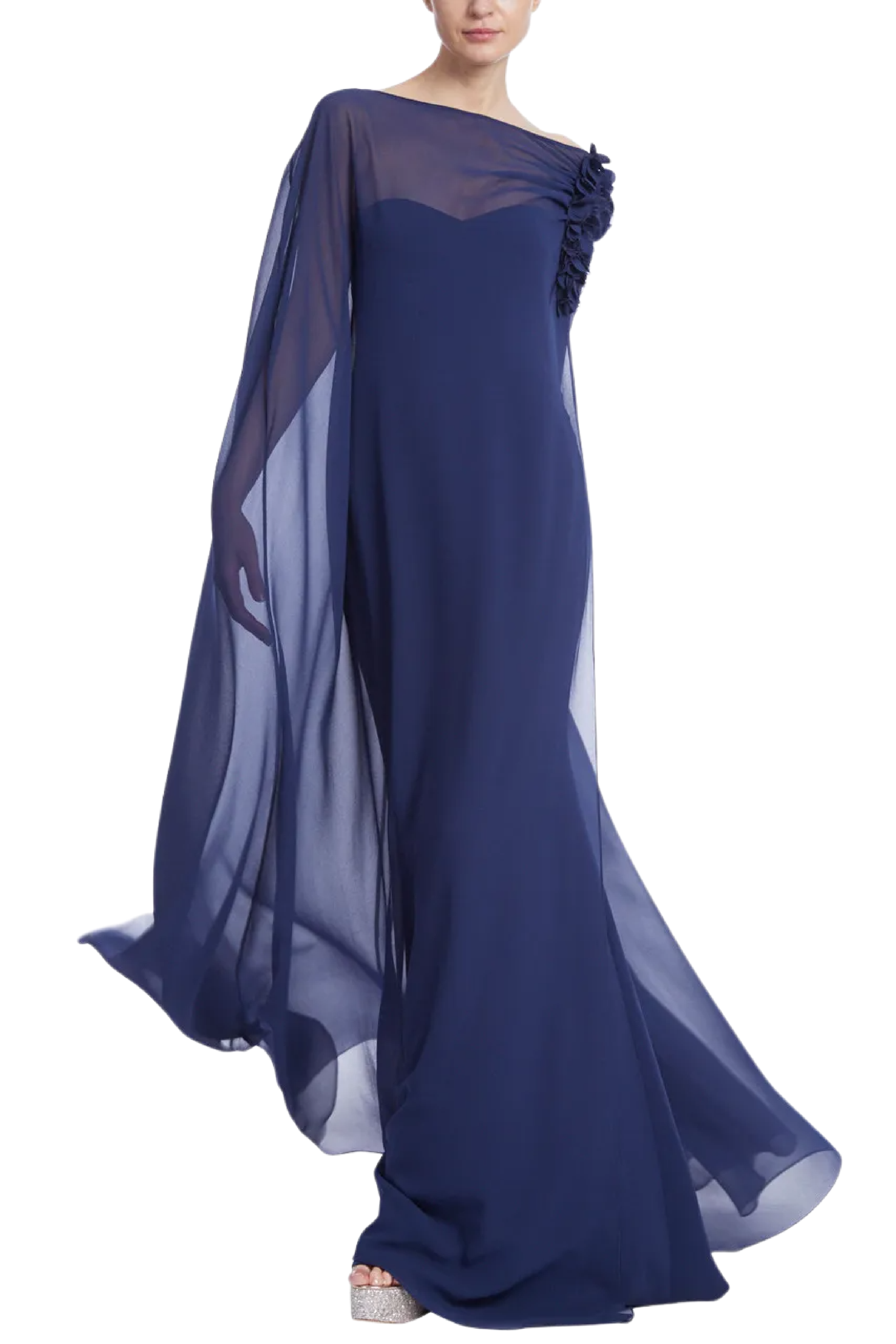 Sheer Georgette Overlay Gown
