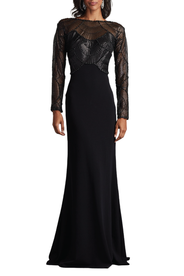 Destiny Long-Sleeve Embellished Gown