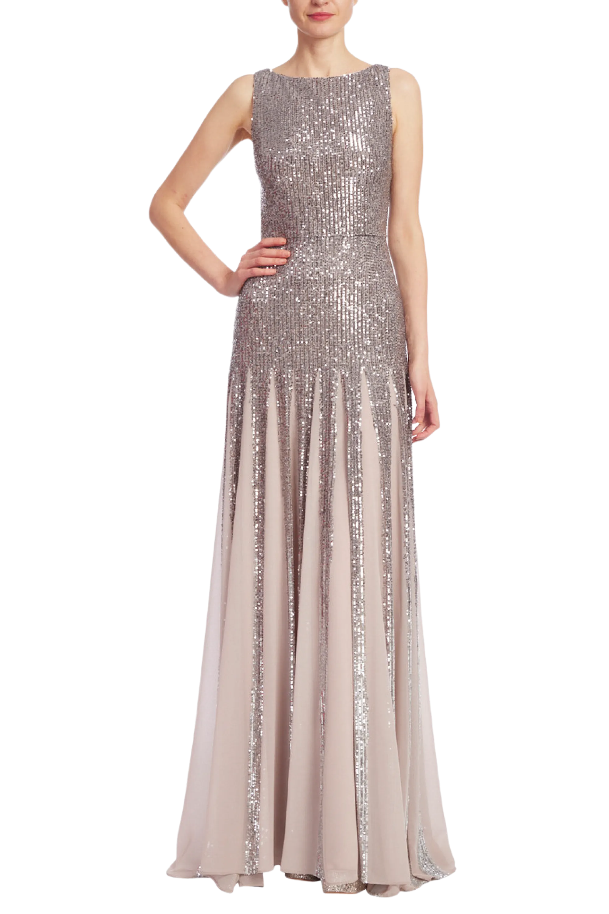 Sequin Godet Gown