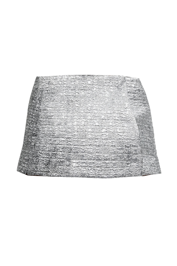Bibiana Wrap In Silver Metallic Seersucker