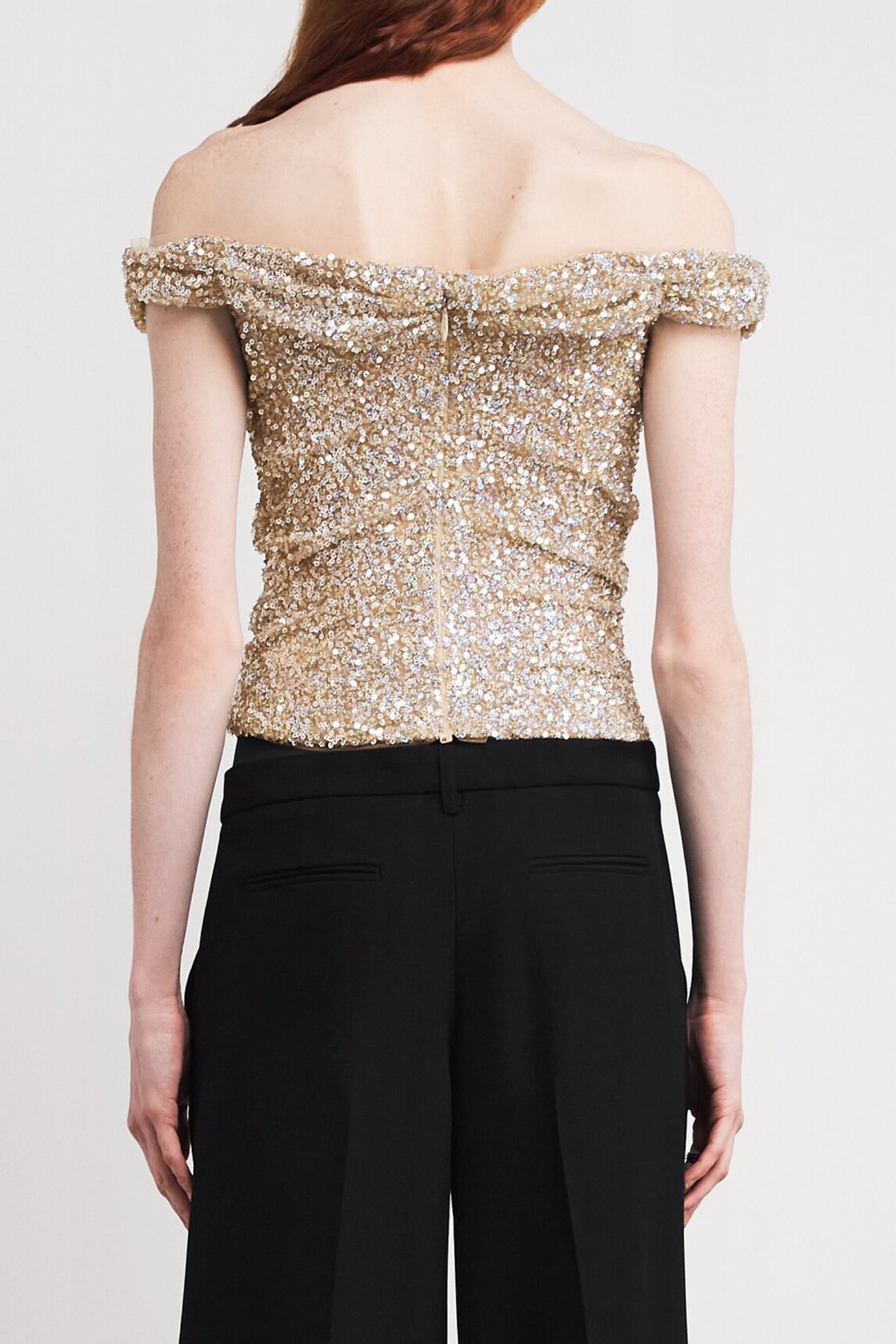 Sequinned Off-The-Shoulder Mina Top