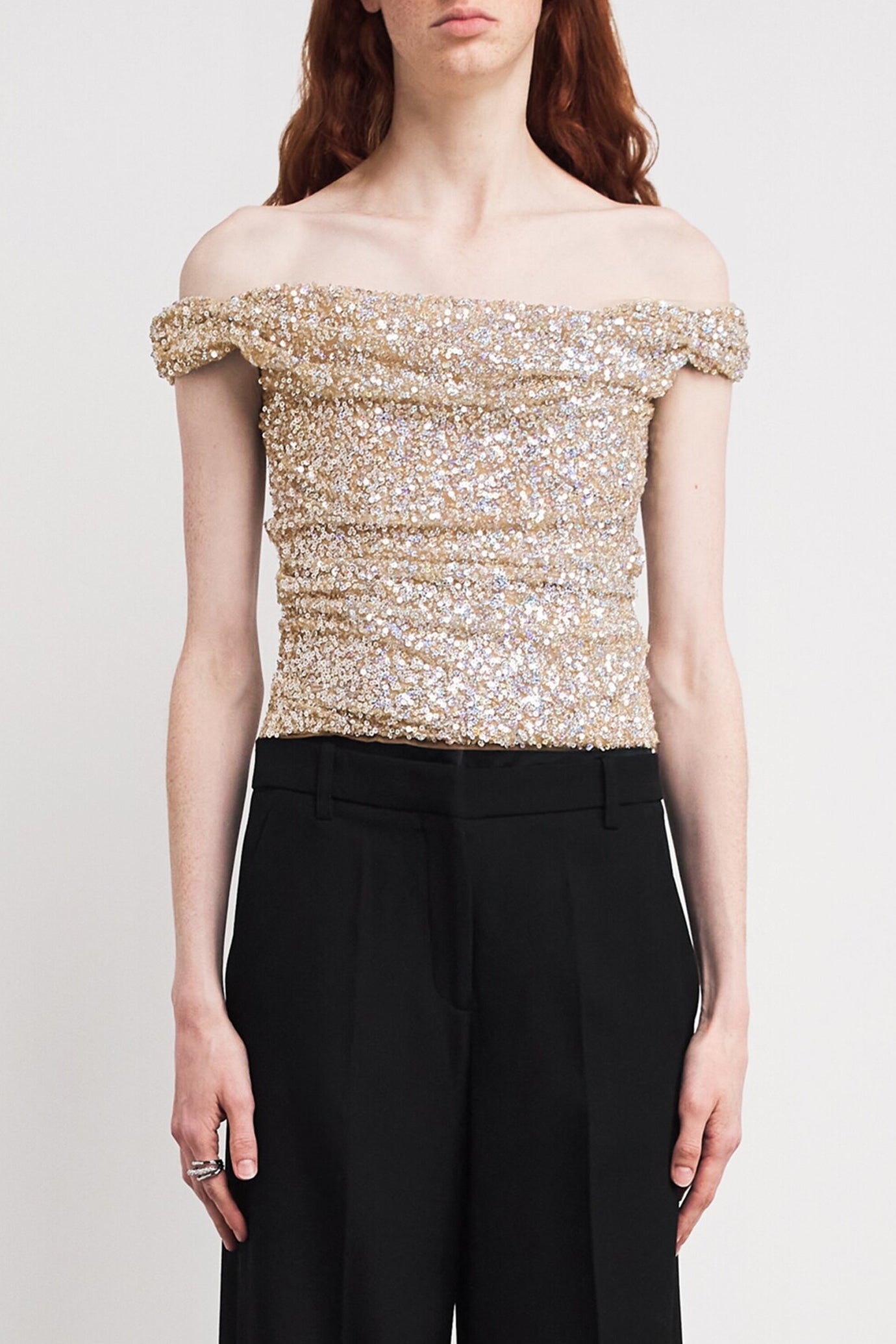 Sequinned Off-The-Shoulder Mina Top