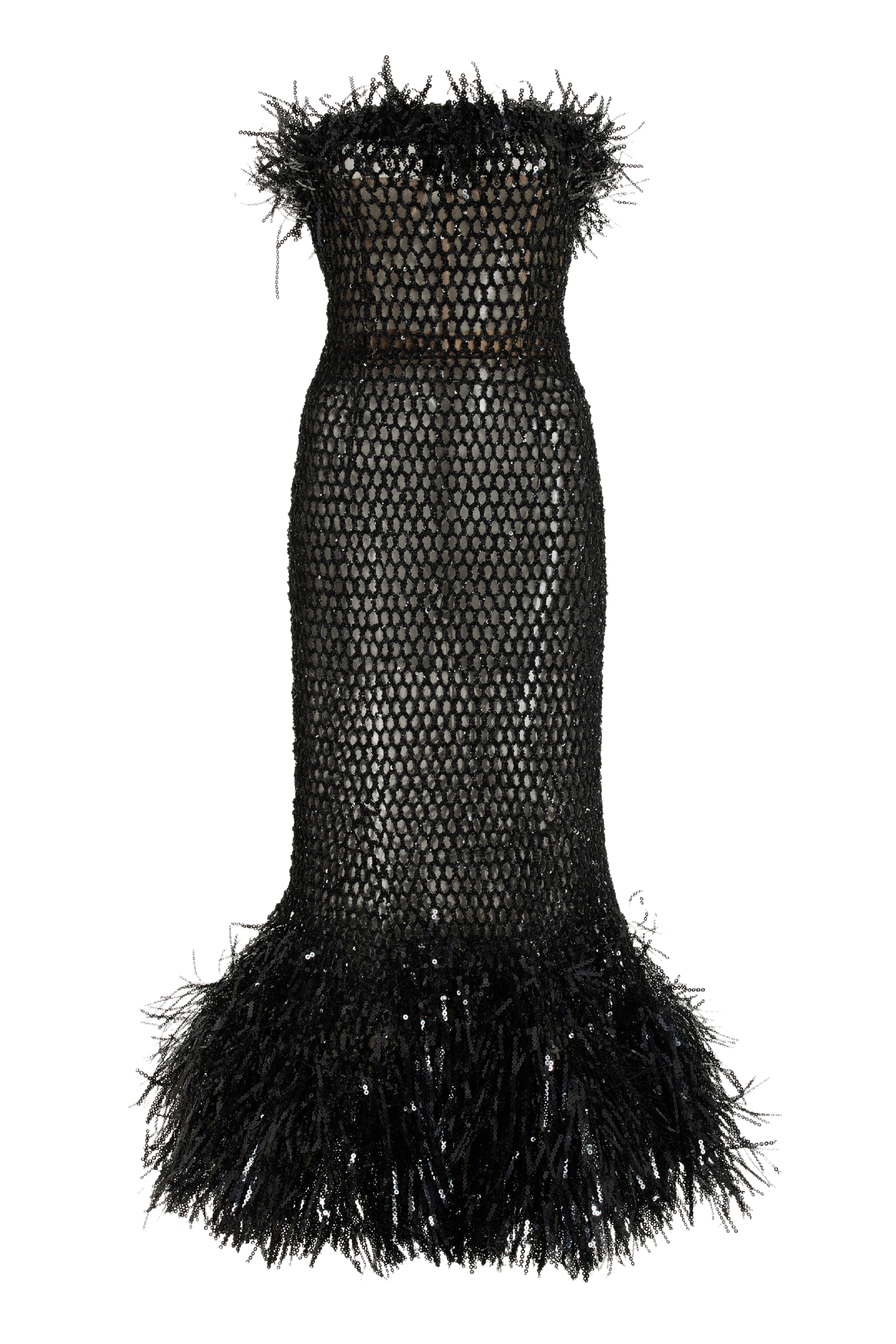 Fringe-Trimmed Embroidered Midi Dress
