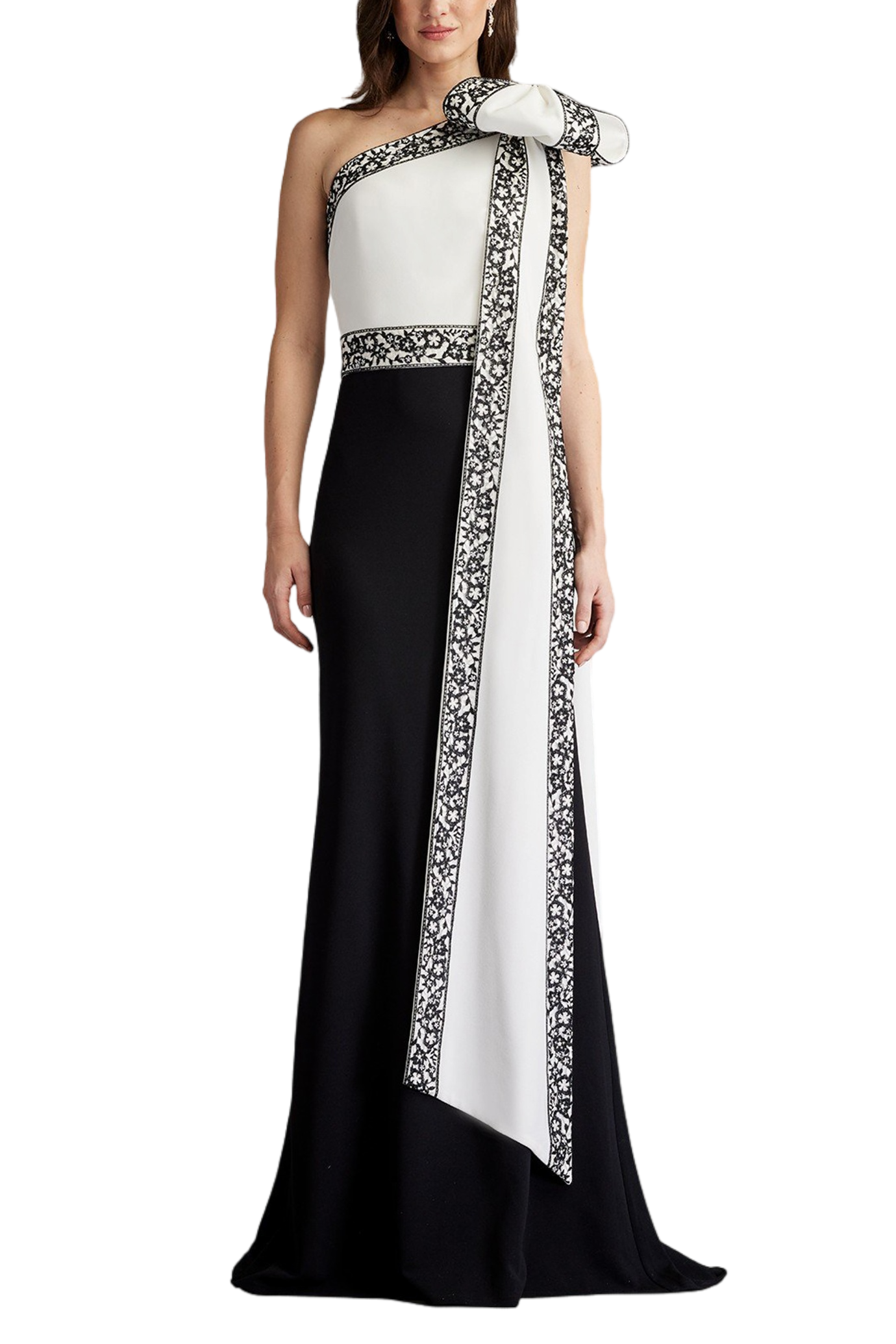 Domini Two-Tone Bow Shoulder Gown