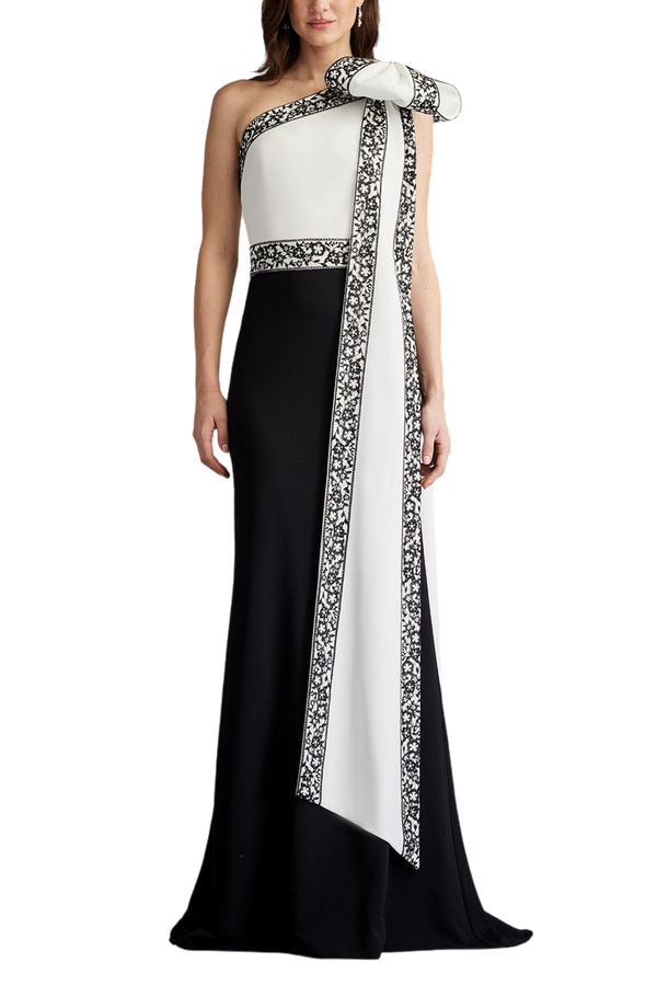 Domini Two-Tone Bow Shoulder Gown