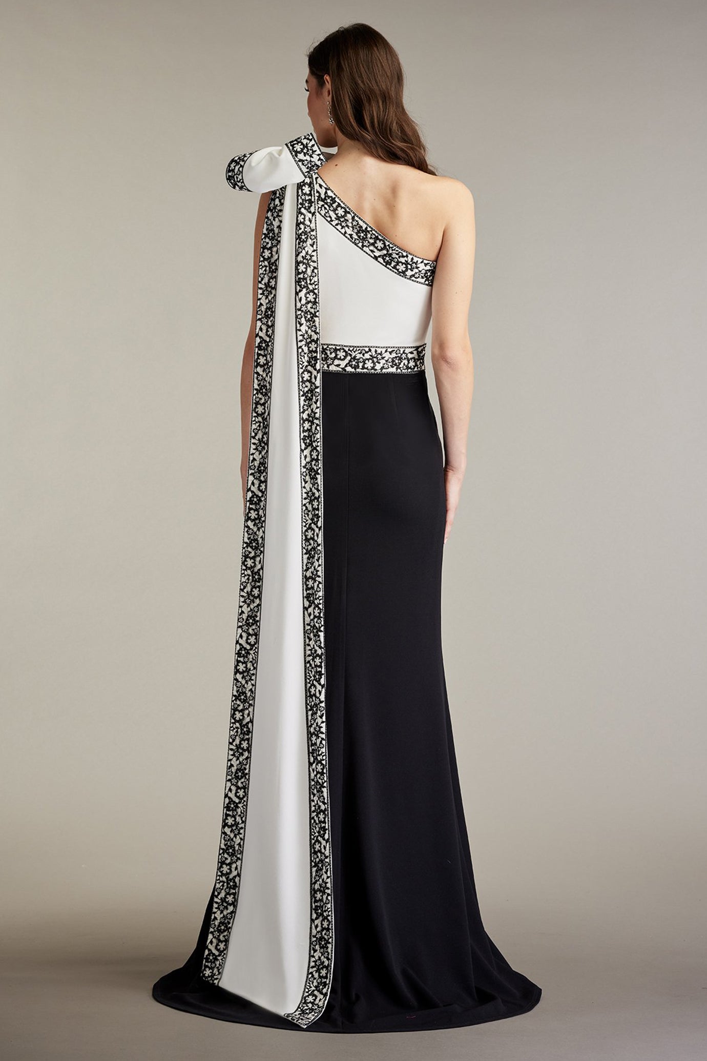 Domini Two-Tone Bow Shoulder Gown