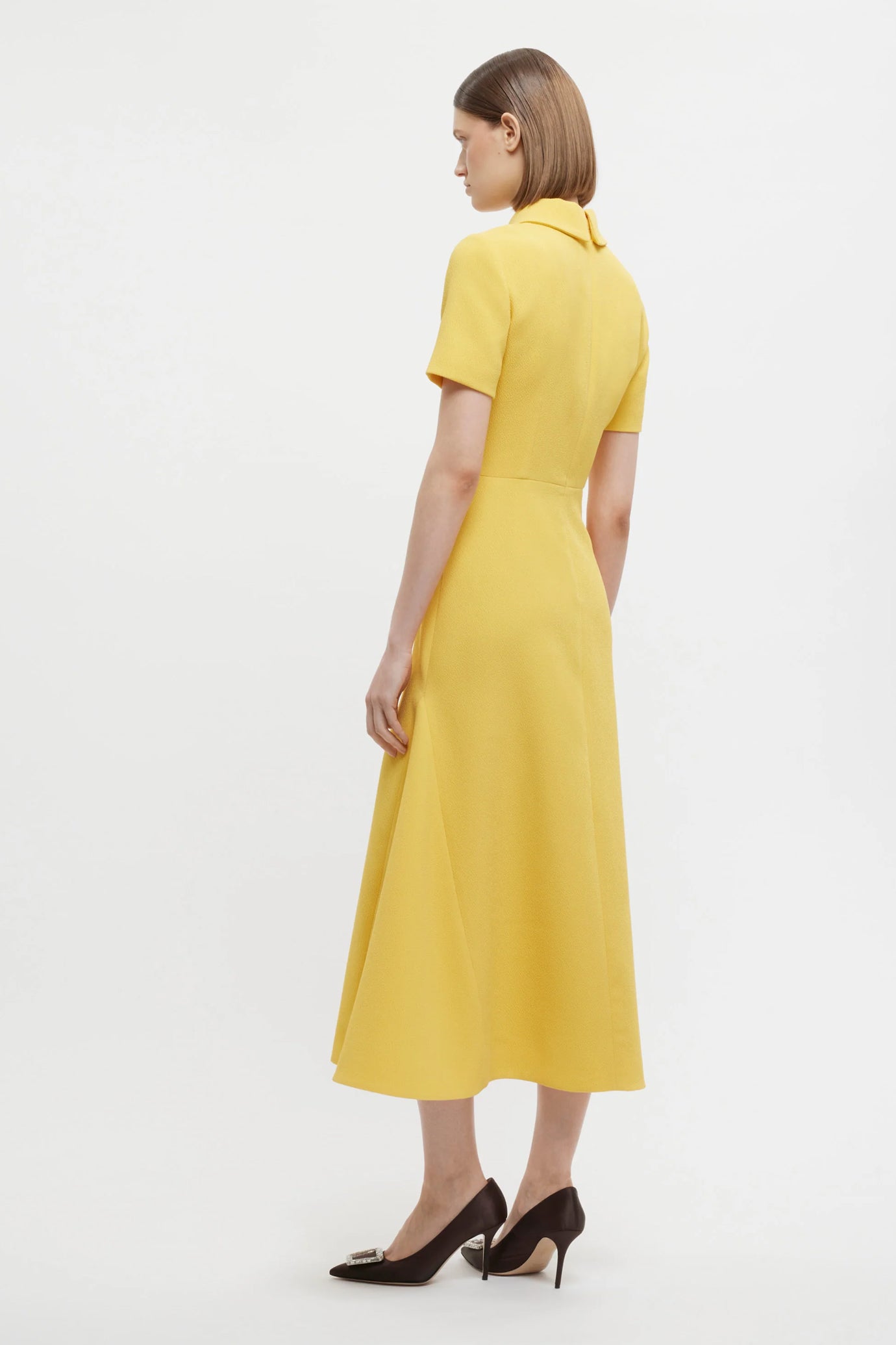 Eman Dress In Custard Yellow Double Crepe