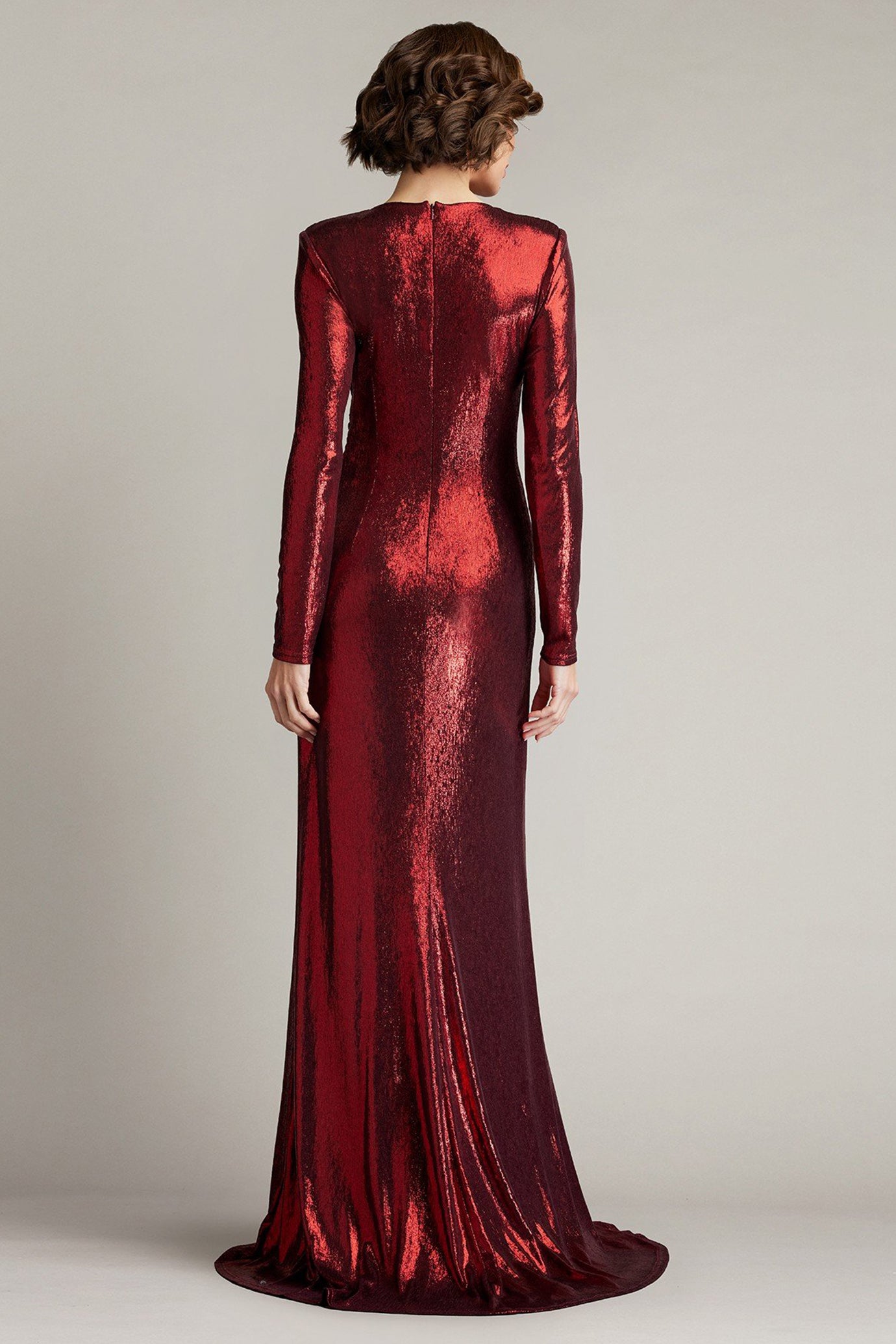 Esau Metallic Crisscross Draped Gown