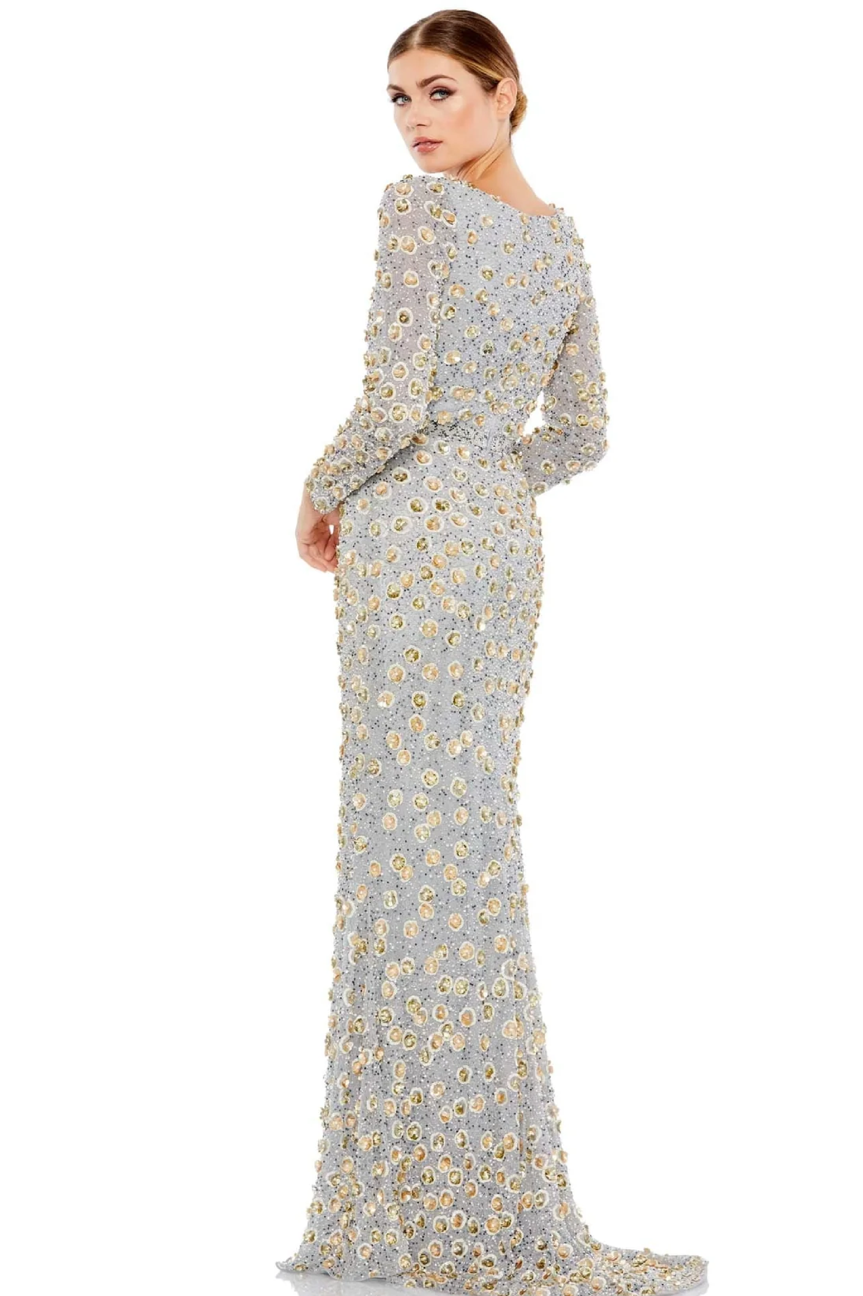 Exotic Boat Neckline Sequin-Beaded Dress