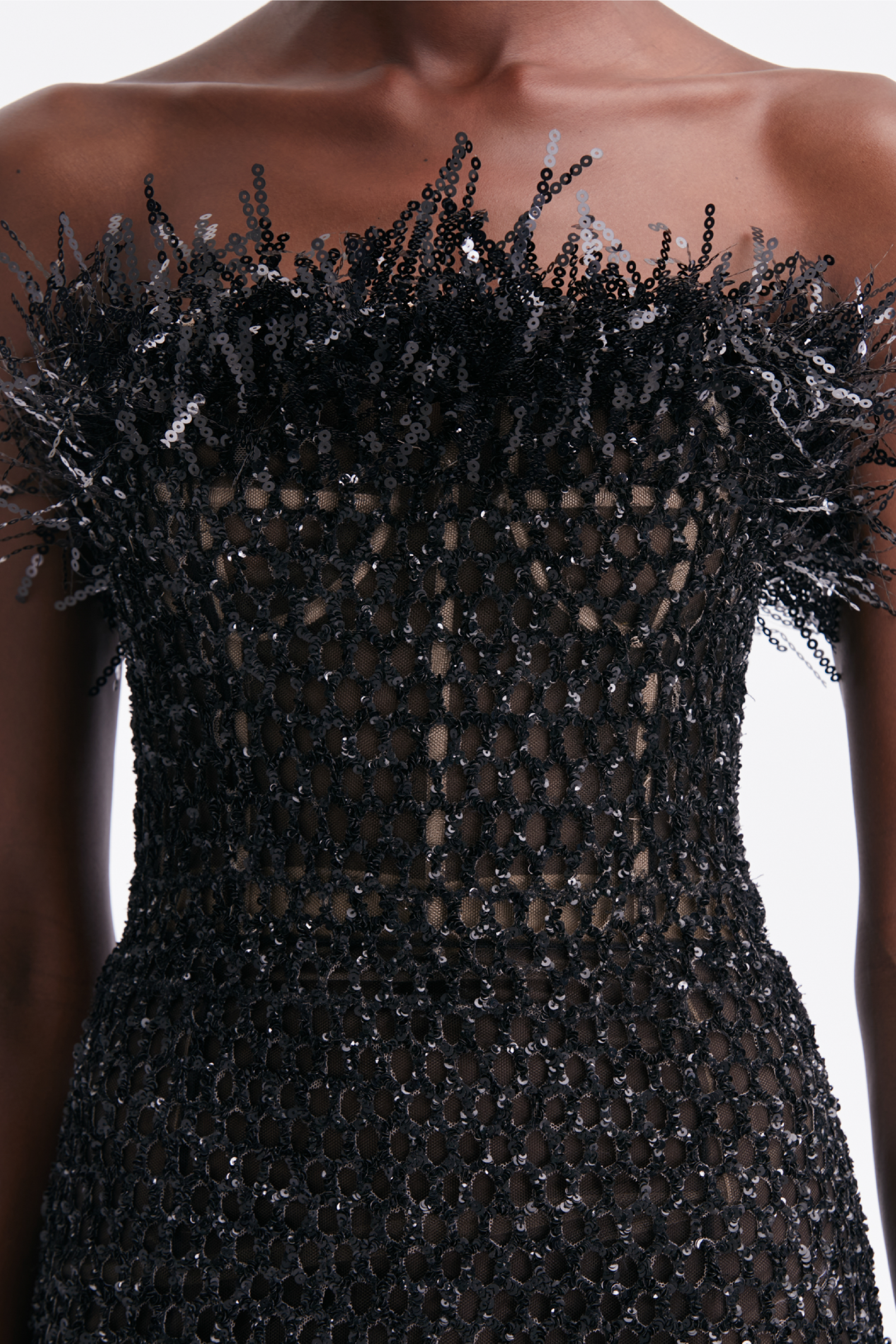 Fringe-Trimmed Embroidered Midi Dress