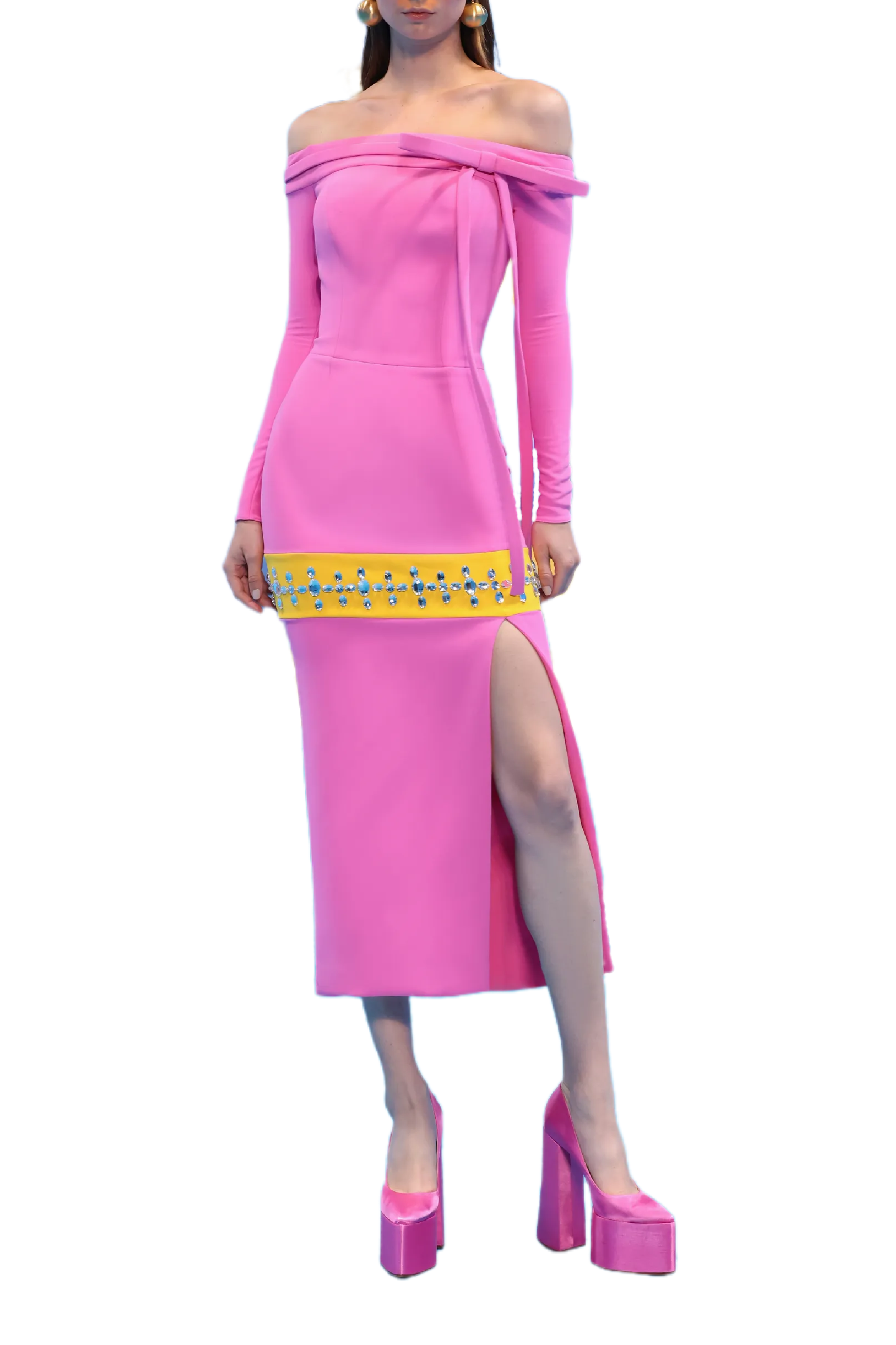 Off The Shoulder Crepe Dress